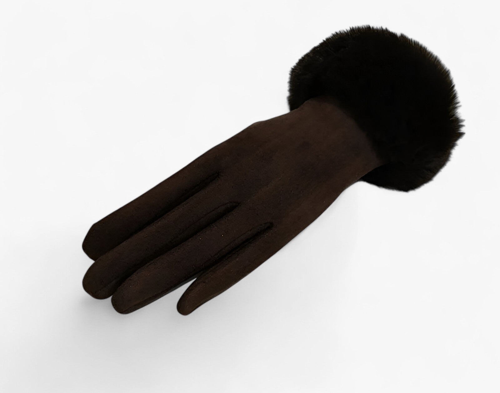 Helena | Varme Suede Touchscreen Handsker med imiteret pels - Mørk kaffe Én størrelse - winter - {{ product_tags }