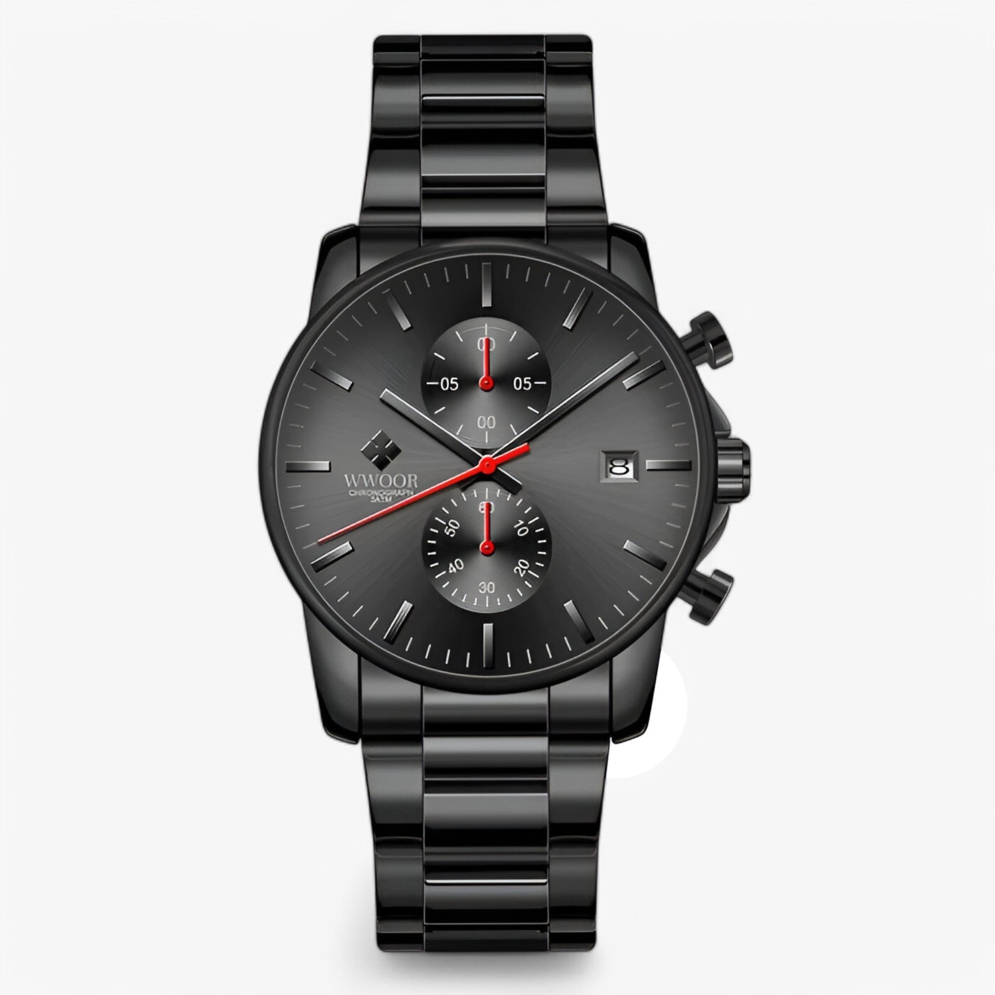 Nico | Luksus Business Chronograph Ur - Sort rød - watches - {{ product_tags }