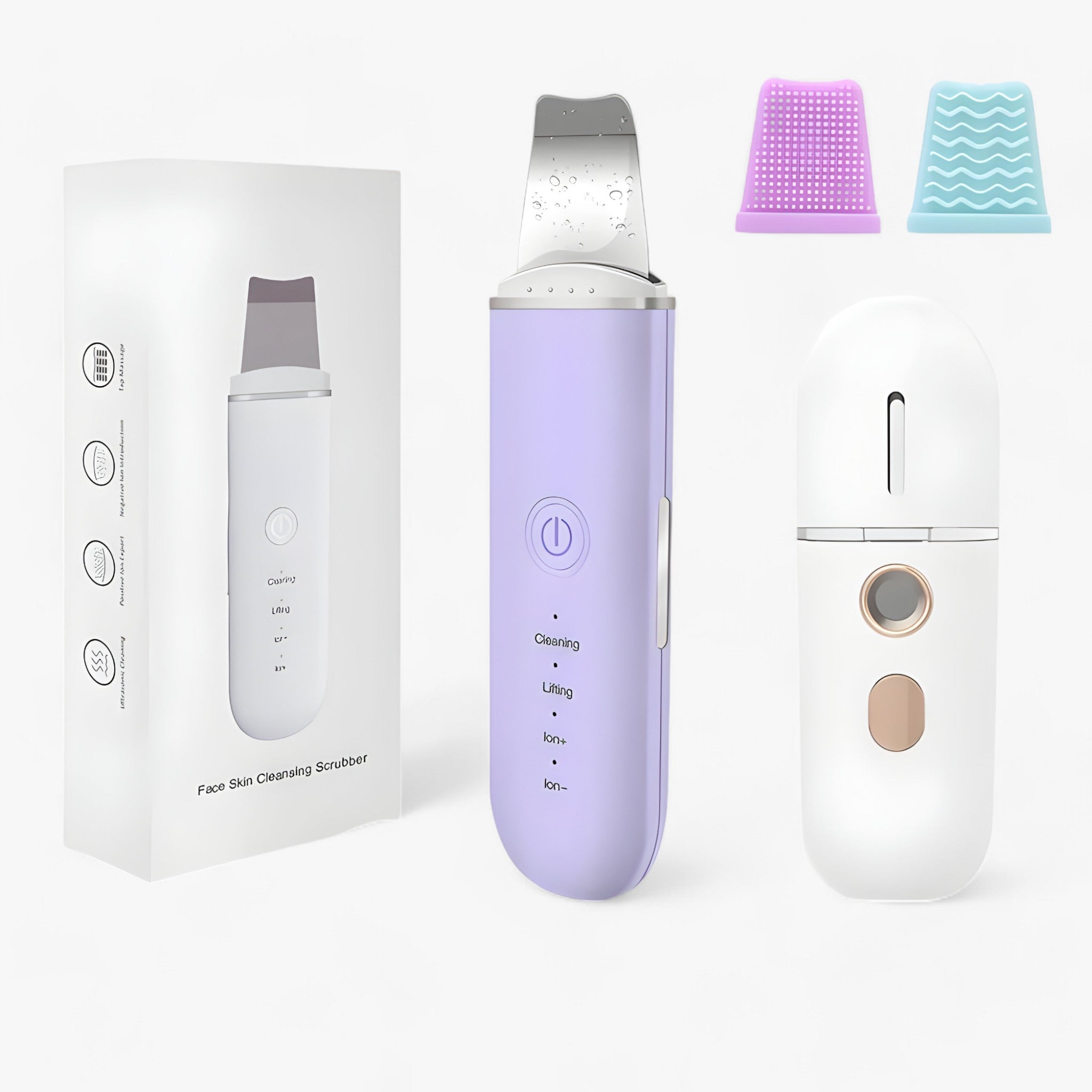 SkinScrub Pro | Ultralydsansigtsspatel - værktøj til opstramning af ansigtet og fjernelse af hudorme - Violet sæt 1 - other - {{ product_tags }