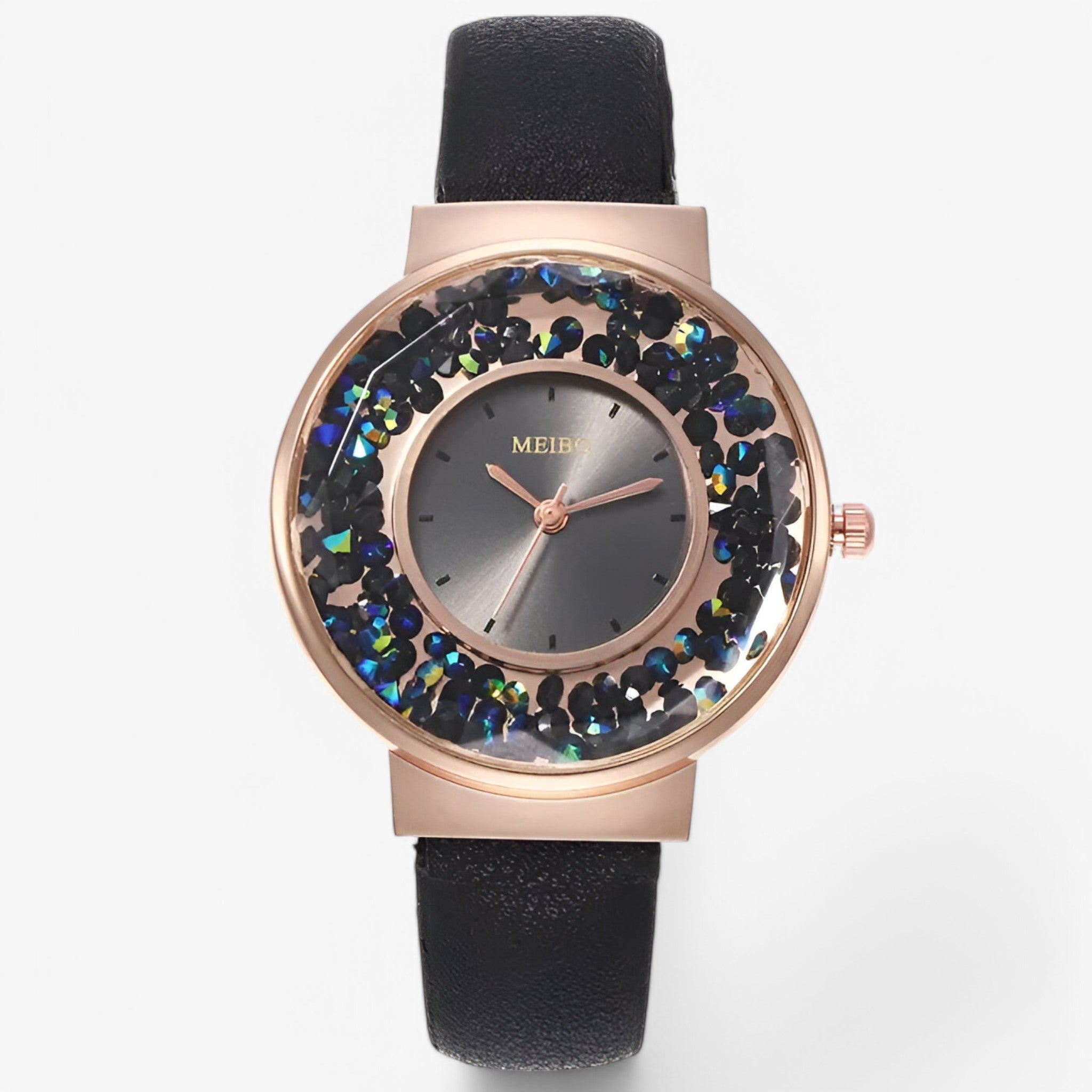 Edith | Dameur med læderrem i armbåndsstil og quartz urværk - Sort - watches - {{ product_tags }
