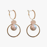 Evelyn | Radiantly elegant - Oversized pearl earrings with golden accents