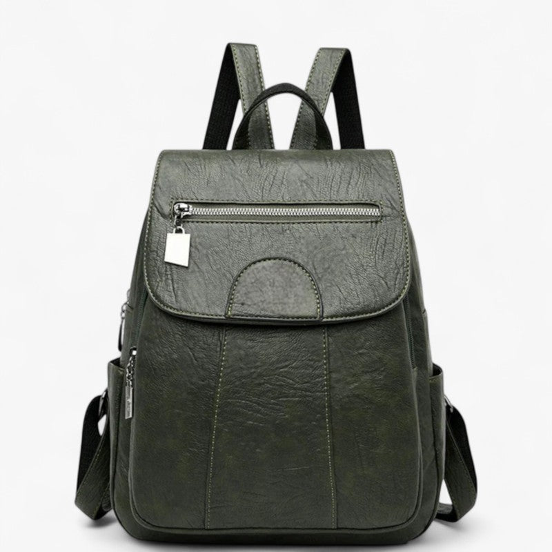 Laura | Vintage læder rygsæk – blød, stilfuld og perfekt til rejser - Grøn - bags - {{ product_tags }