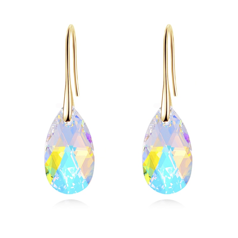 Dråbeøreringe i krystal - Crystal AB. Guld - women's fashion - {{ product_tags }