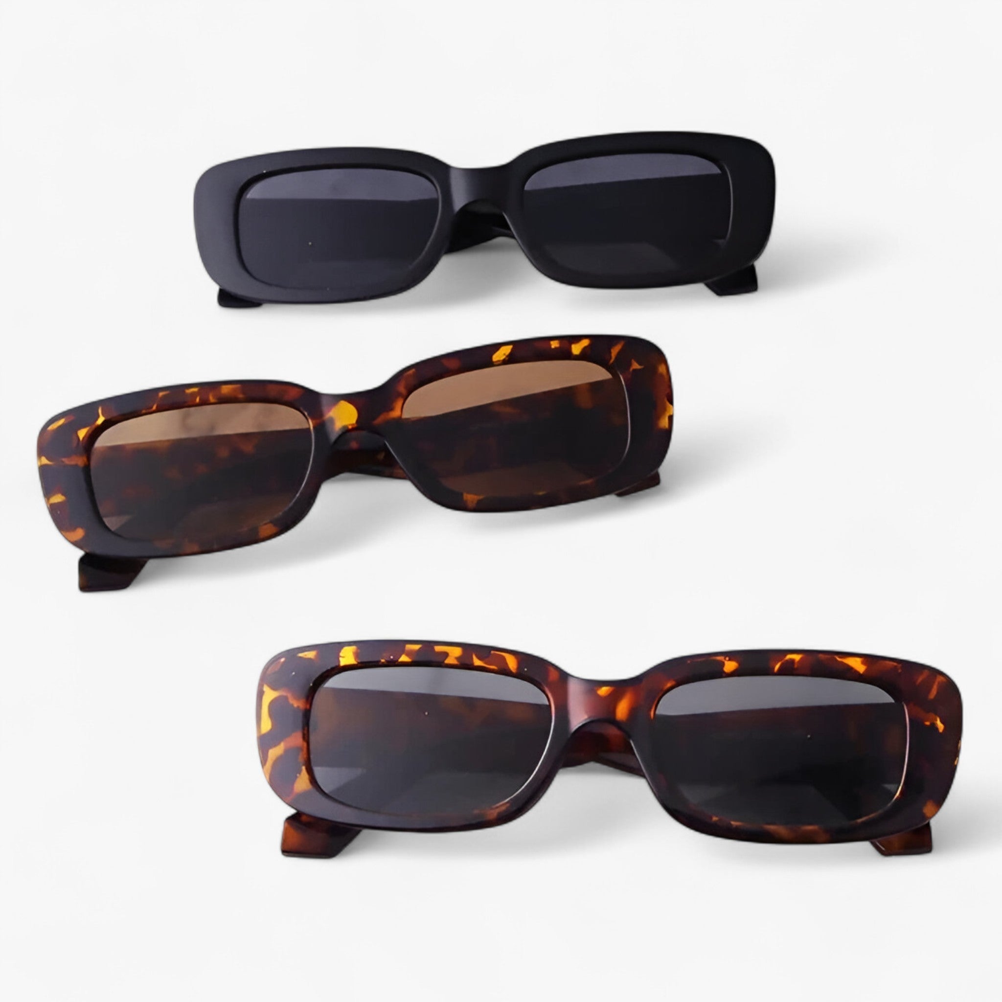 Nico | Unisex retro rektangulære solbriller med sorte linser - - men's fashion - {{ product_tags }