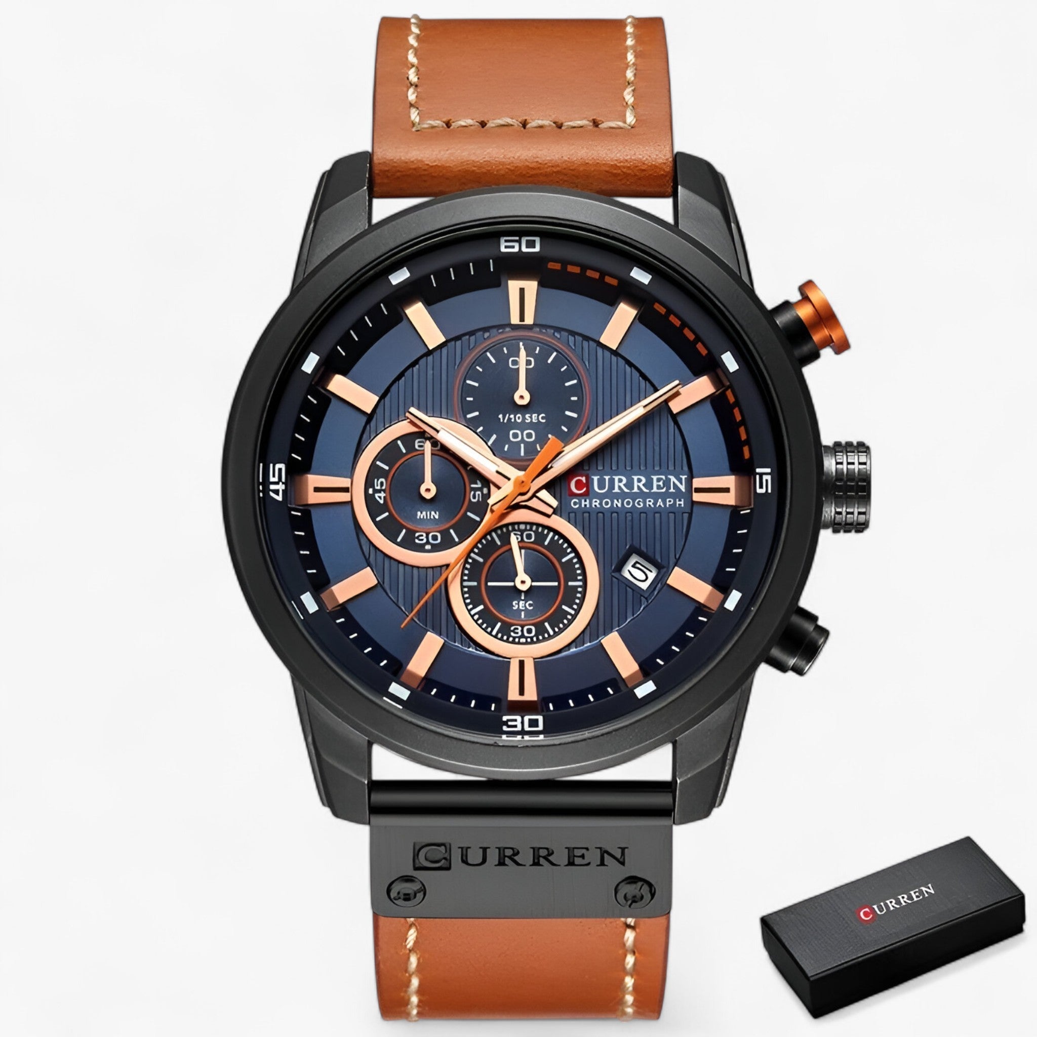 CURREN kronograf armbåndsur til mænd - Sort blå - watches - {{ product_tags }