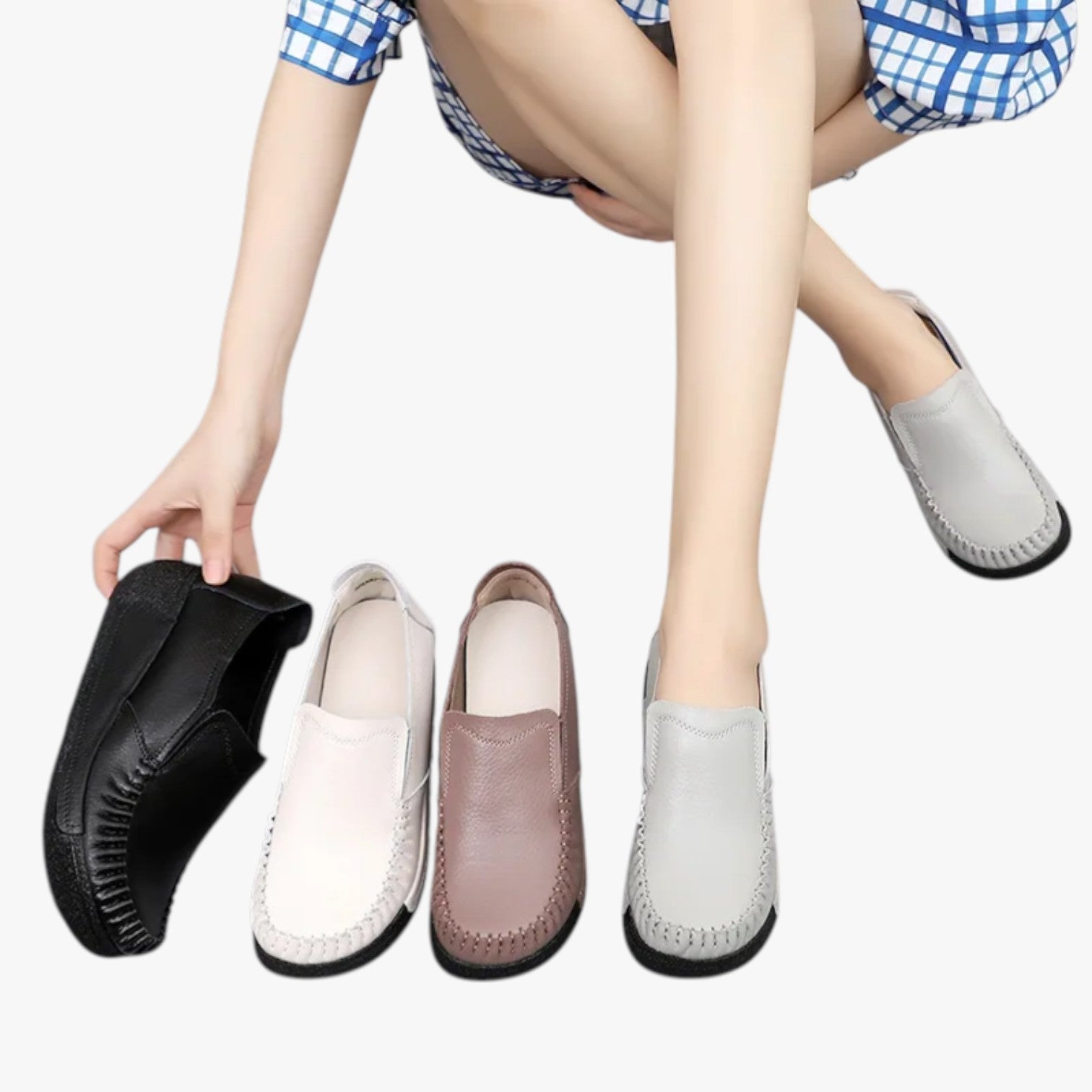 Adrianna | Ægtelædersko i mokkasinsnittelse - Bløde og komfortable med plateau til mødre - - Adrianna | Ægtelædersko i mokkasinsnittelse - Bløde og komfortable med plateau til mødre - €25 - {{ product_tags }