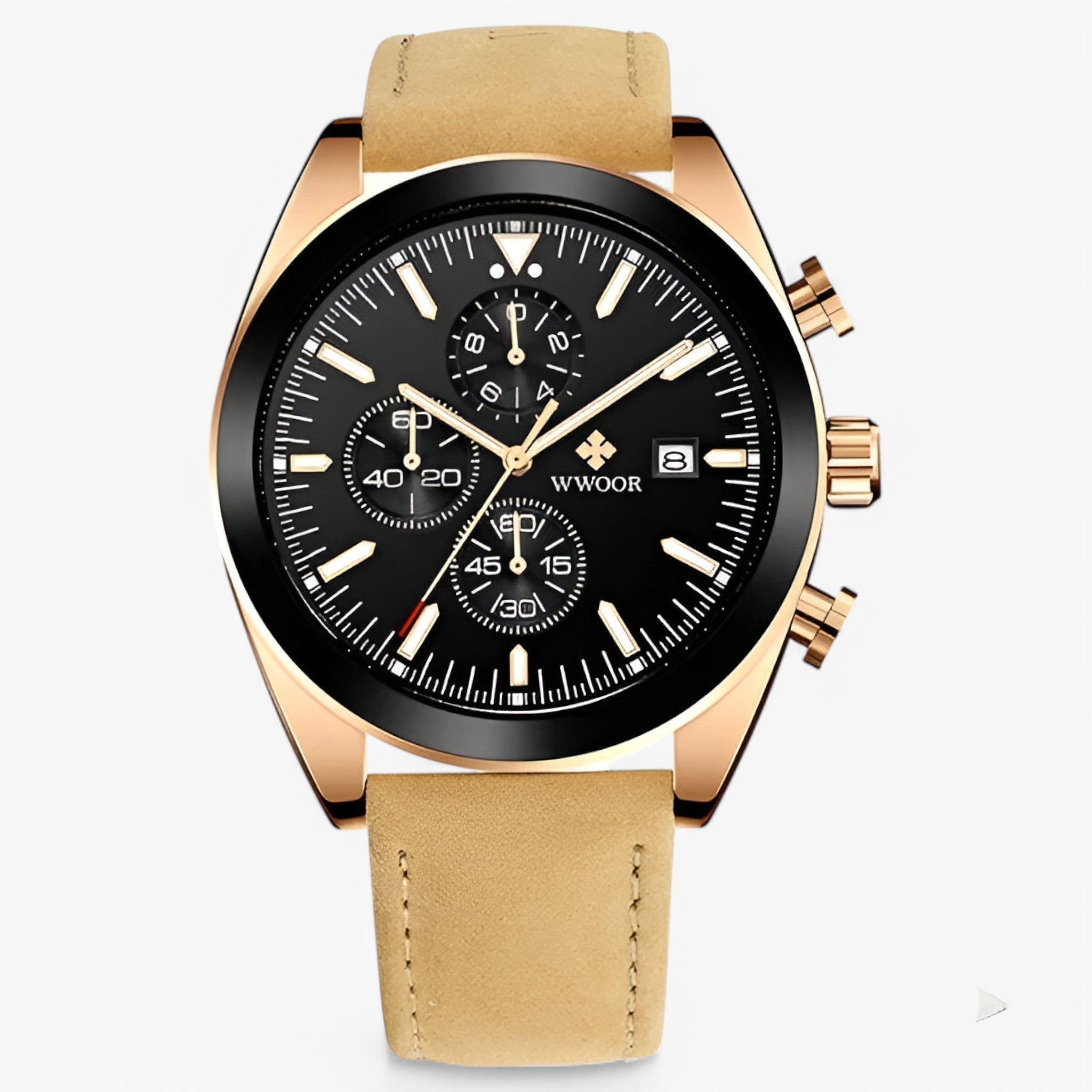 Felix | Luksus kronografur lavet af rustfrit stål - brun pink sort - watches - {{ product_tags }