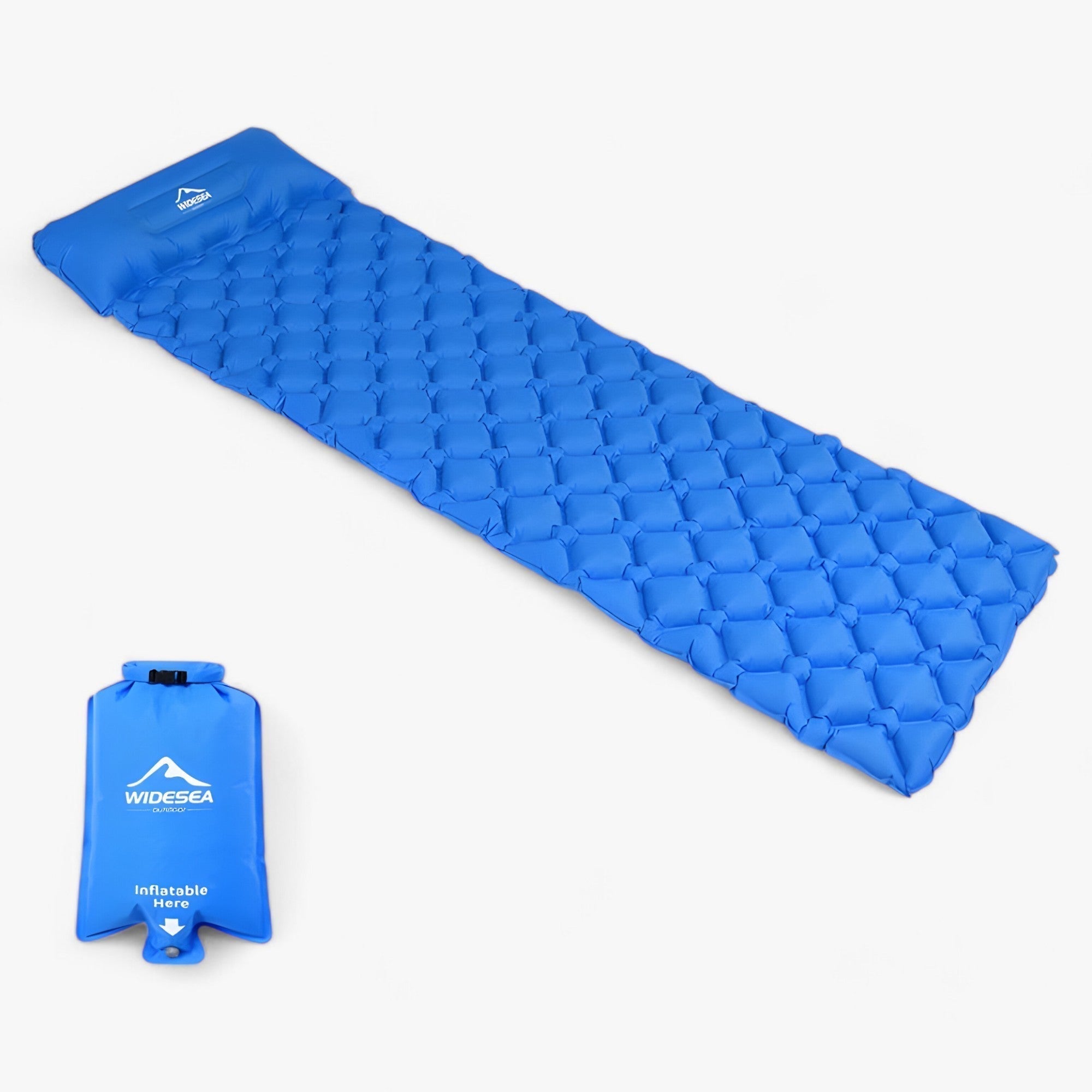 Campingmadras | Oppustelig sovemadras - Ultralet polstring for komfort udendørs - Blå med Airbag - house & garden - {{ product_tags }