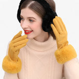 Helena | Warm Suede Touchscreen Gloves with Faux Fur