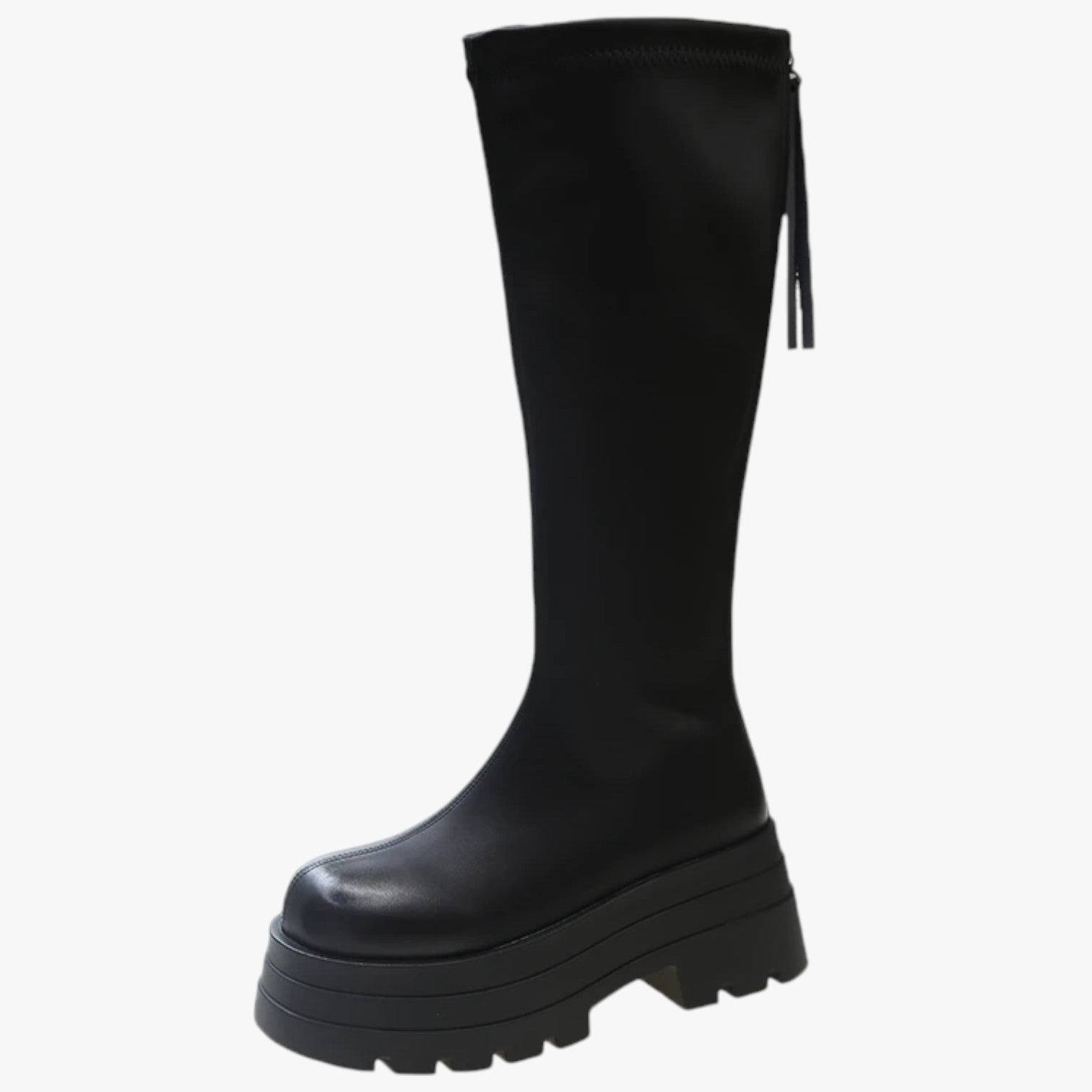 Mina | Kvinders Mode Trendy Tøjl med Lynlås, Tyk Sål & Ekstra Komfort over Knæet - Sort - Mina | Kvinders Mode Trendy Tøjl med Lynlås, Tyk Sål & Ekstra Komfort over Knæet - €25 - {{ product_tags }
