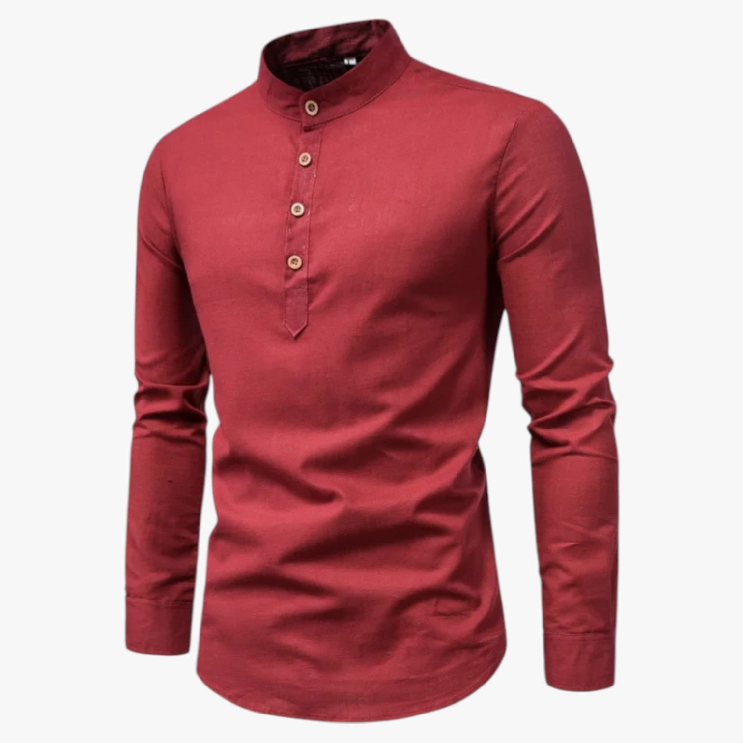 Railey | Herrebluse i bomuld og hør - Forårsfryd med afslappet stil - Rød - Railey | Herrebluse i bomuld og hør - Forårsfryd med afslappet stil - €25 - {{ product_tags }