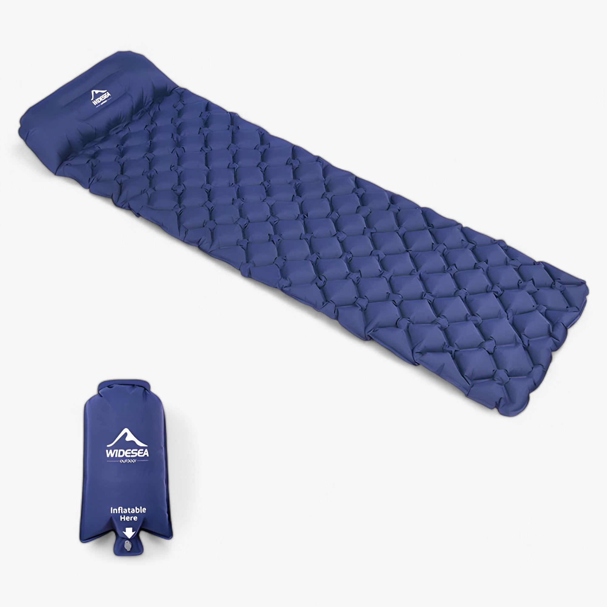 Campingmadras | Oppustelig sovemadras - Ultralet polstring for komfort udendørs - Mørkeblå med Airbag - house & garden - {{ product_tags }