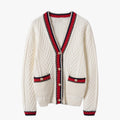 Grace | Dametøjmønstret cardigan med V-udskæring, blød, oversized og elegant