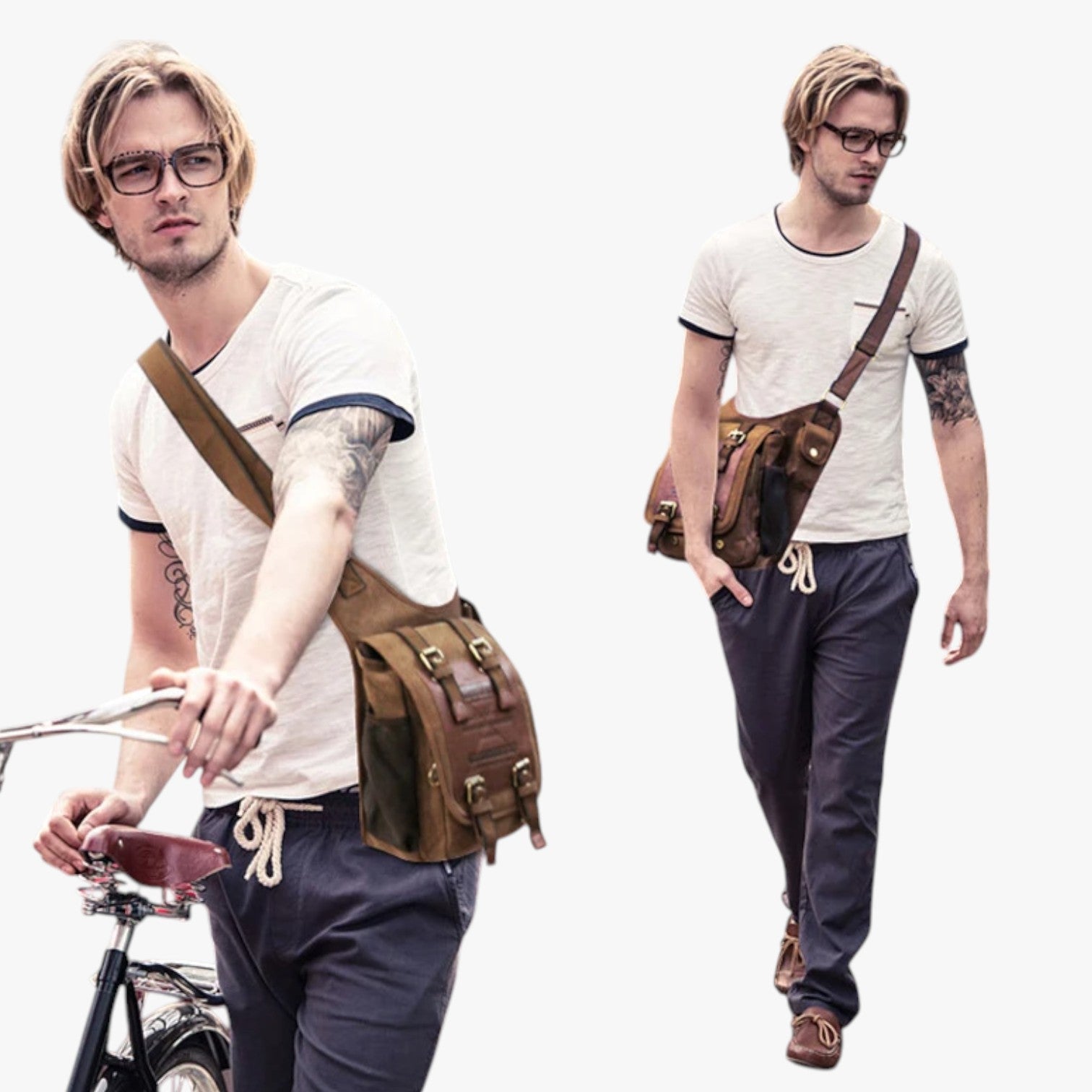 Adam | Nylon Vintage Mænds Messenger Taske Praktisk, Let, Altid Hos Dig - - bags - {{ product_tags }