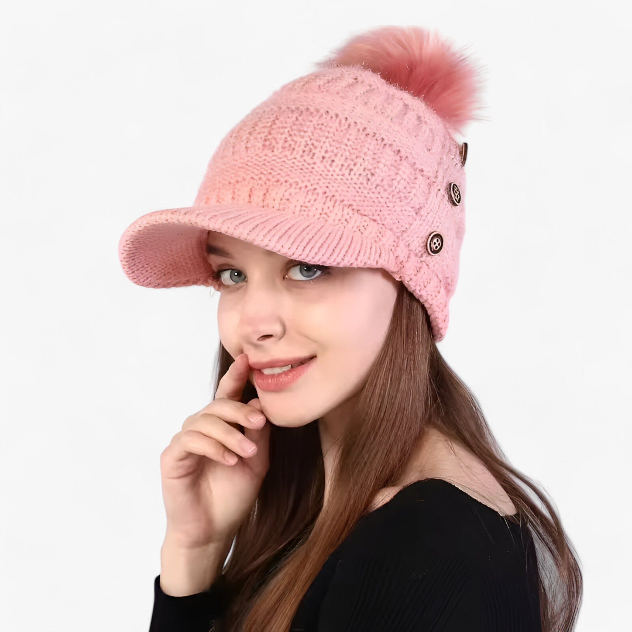 Emma | Varm Beanie med Klap – Stilfuld, Blød og Komfortabel - Rosa Én størrelse KINA - winter - {{ product_tags }