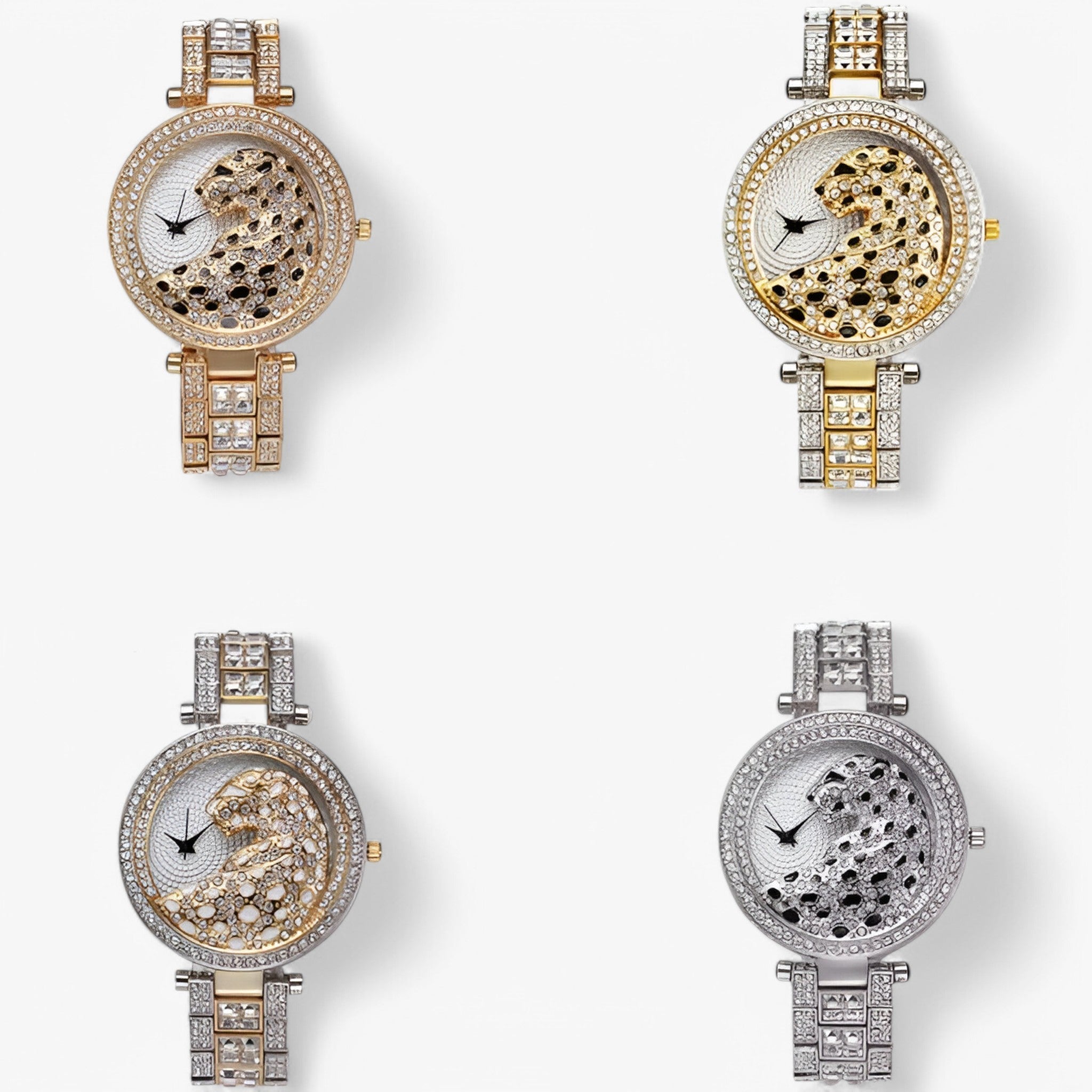 Heidi | Guld quartz ur med glitter og leopard motiv - - watches - {{ product_tags }