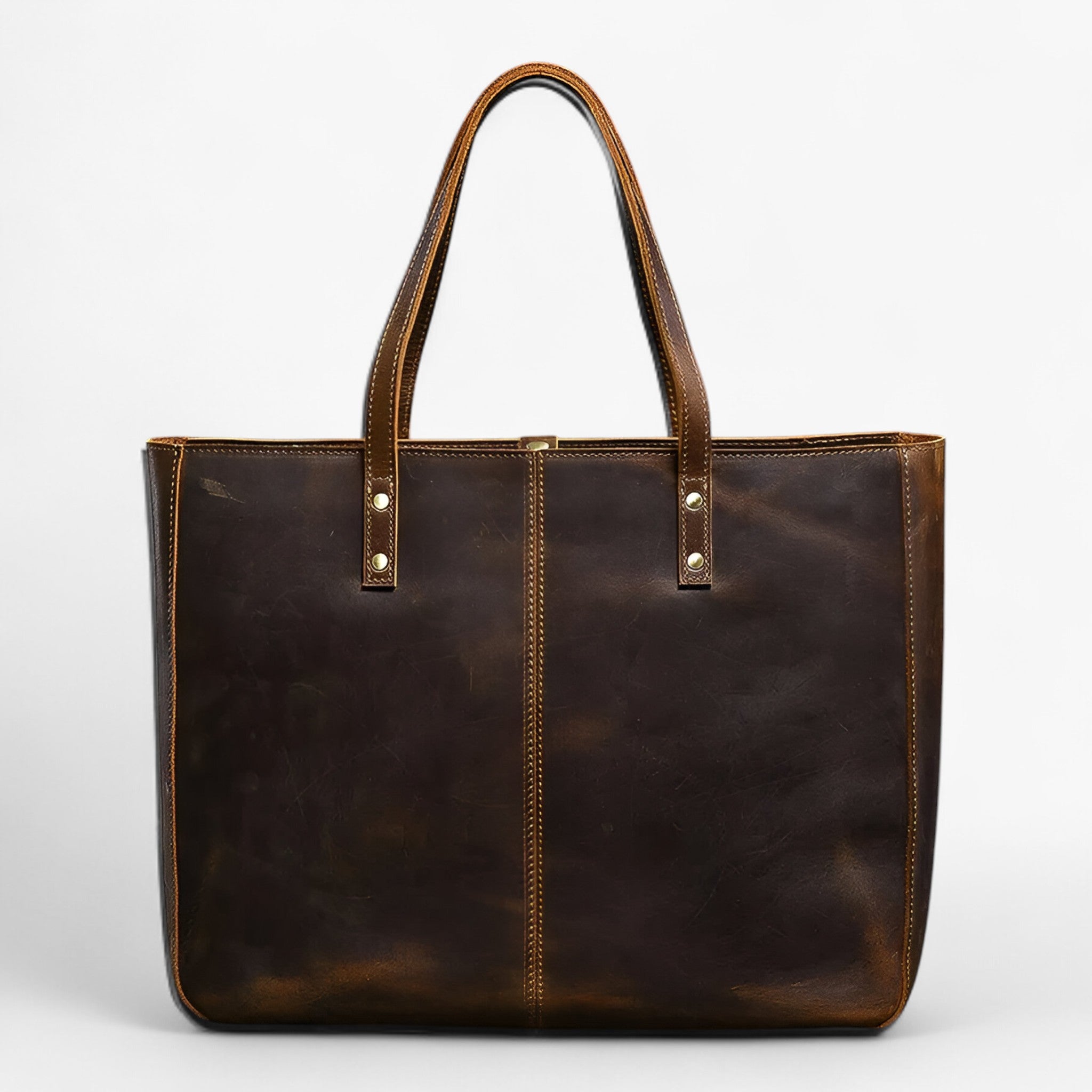 Vintage Læder Tote Taske – Stor Kapacitet - - bags - {{ product_tags }