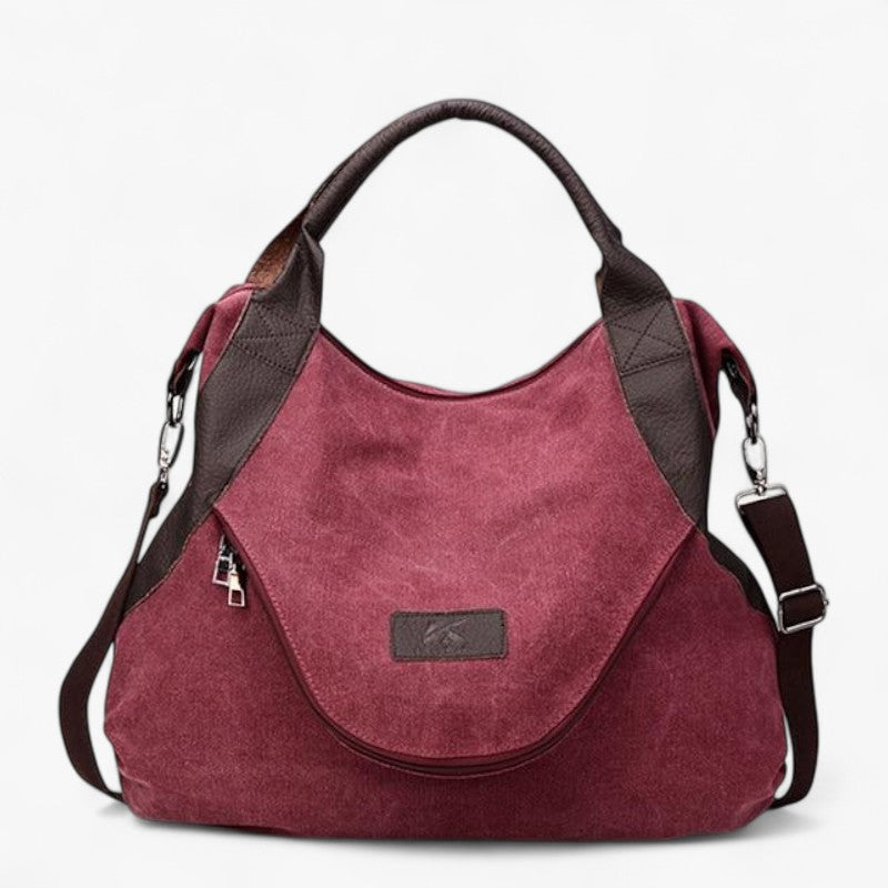 Stor lærredstaske med lomme - Vinrød - bags - {{ product_tags }