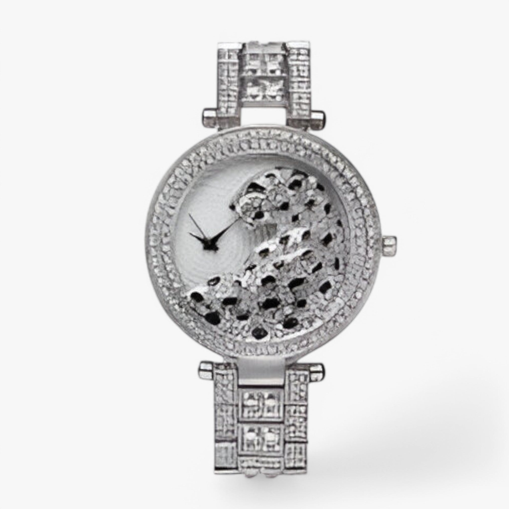 Heidi | Guld quartz ur med glitter og leopard motiv - Sølv sølv - watches - {{ product_tags }