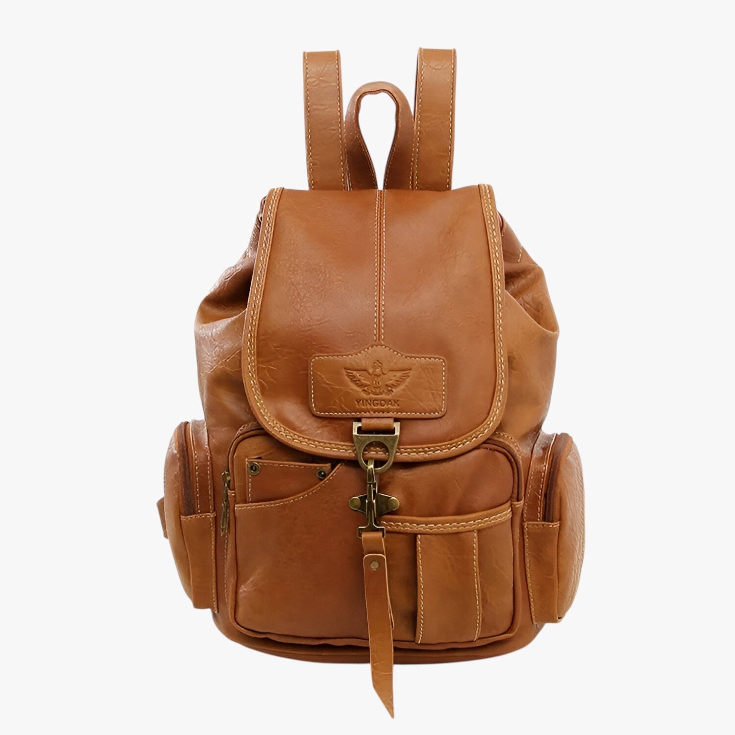 Brielle | Vintage rummelig skole rygsæk i sort PU-læder - brun - bags - {{ product_tags }