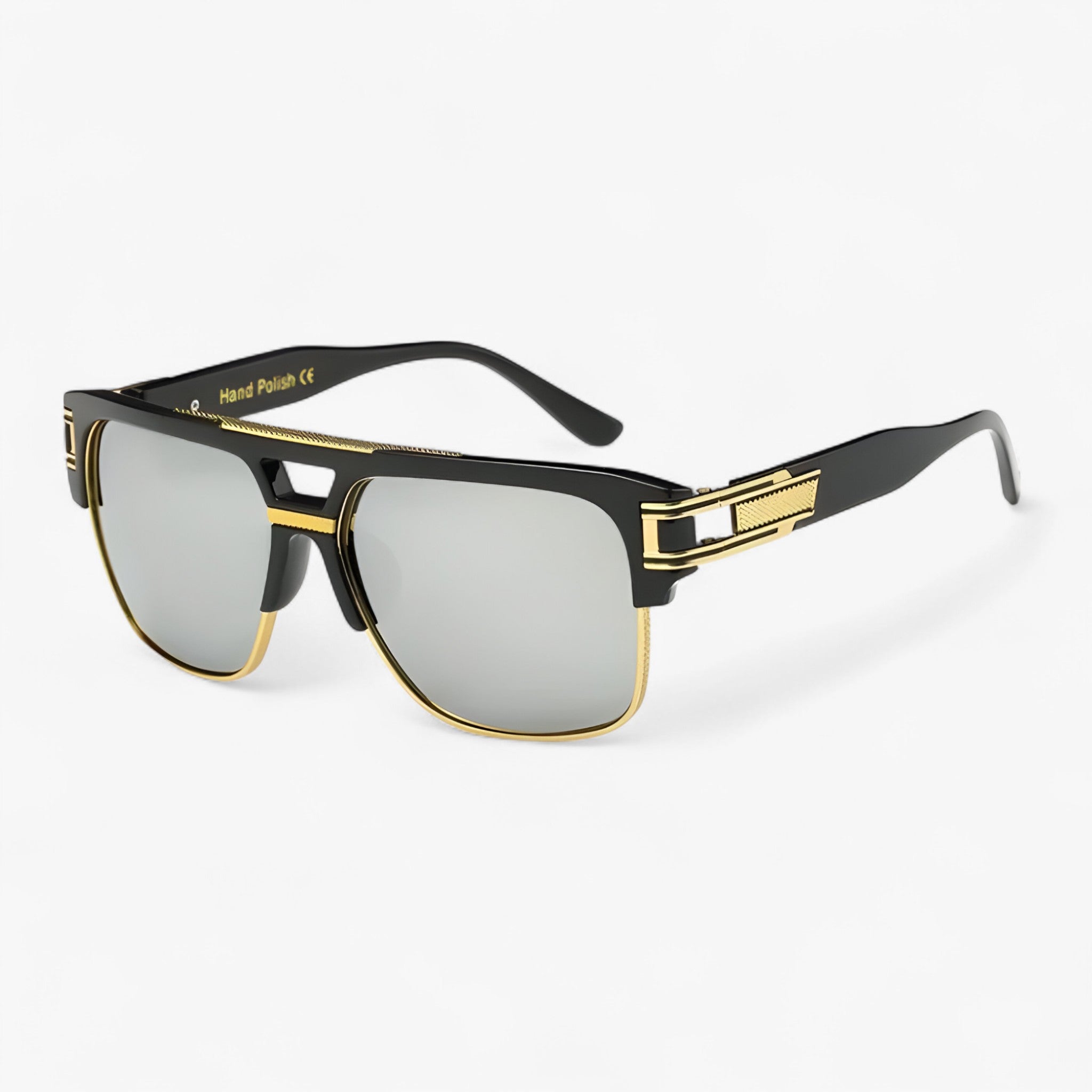 Emil | Unisex klassiske firkantede spejlsolbriller - Sort sølv - men's fashion - {{ product_tags }