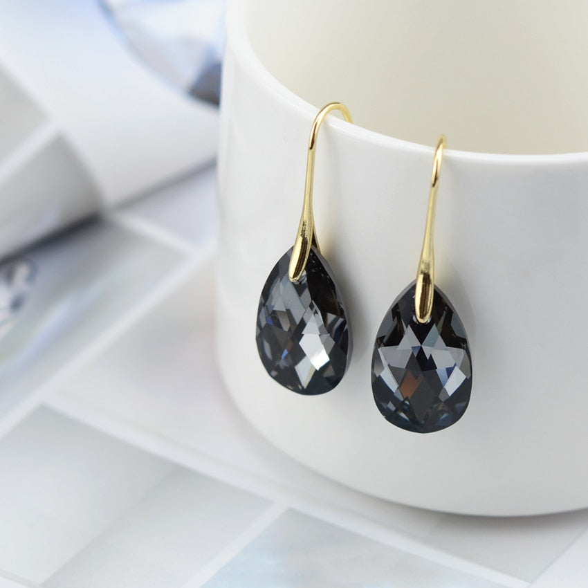 Dråbeøreringe i krystal - Krystal SINI guld - women's fashion - {{ product_tags }