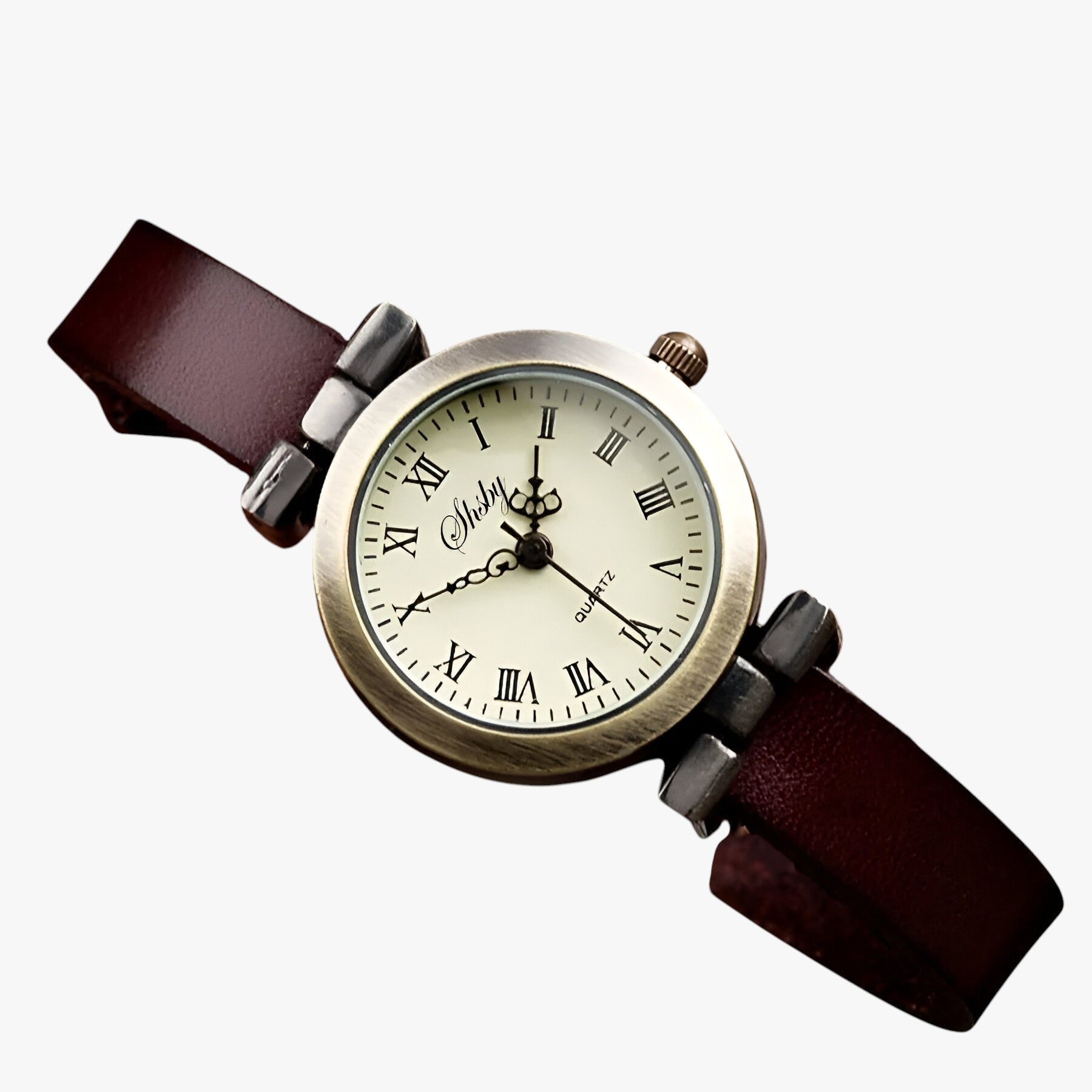 Kimber | Ur til kvinder Shsby Eleganza Vintage i læder til aftenbrug - mørkebrun - watches - {{ product_tags }