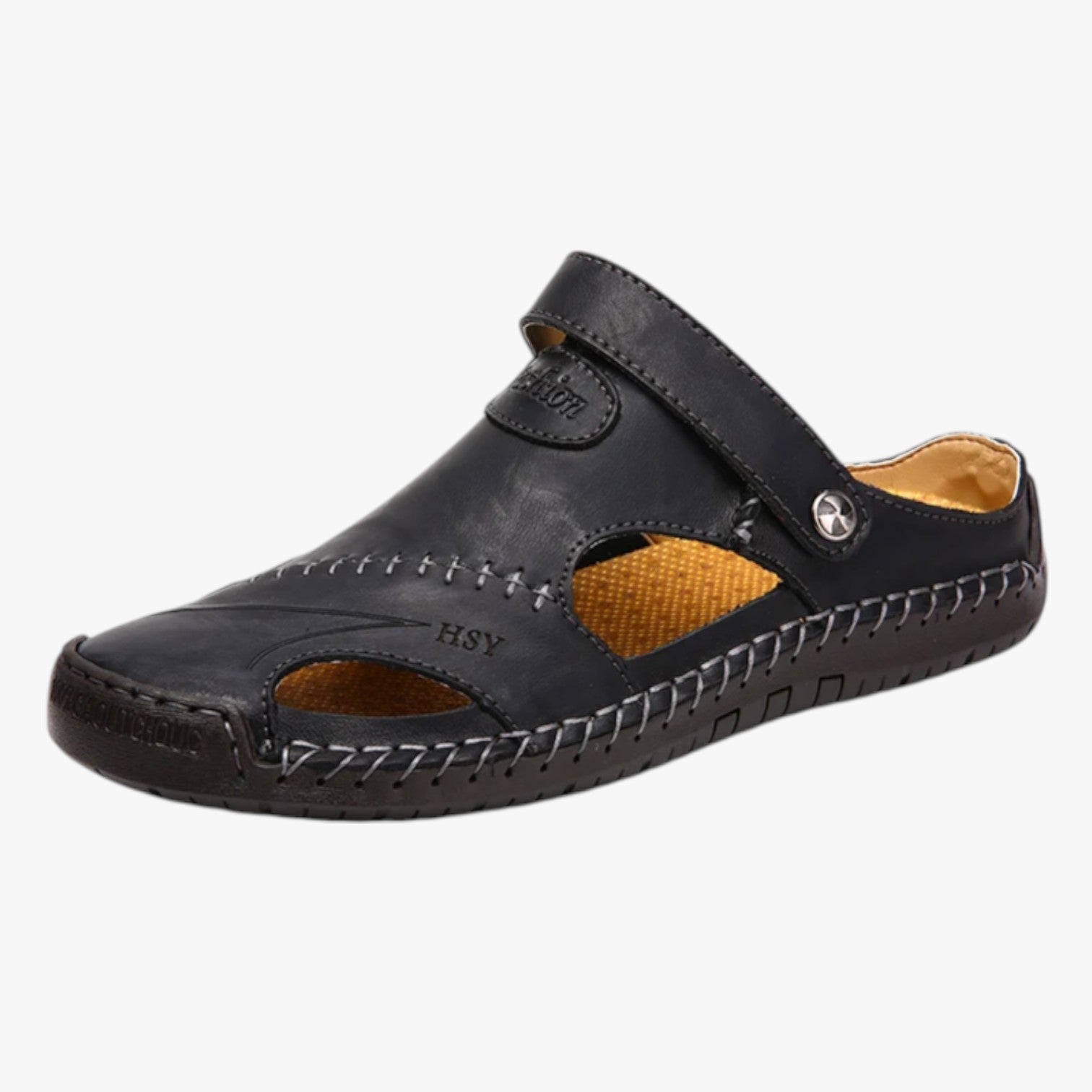 Walter | Herre Sommersandaler i Læder Romersk Stil, Komfortable og Vandtætte - Sort - Walter | Herre Sommersandaler i Læder Romersk Stil, Komfortable og Vandtætte - €25 - {{ product_tags }