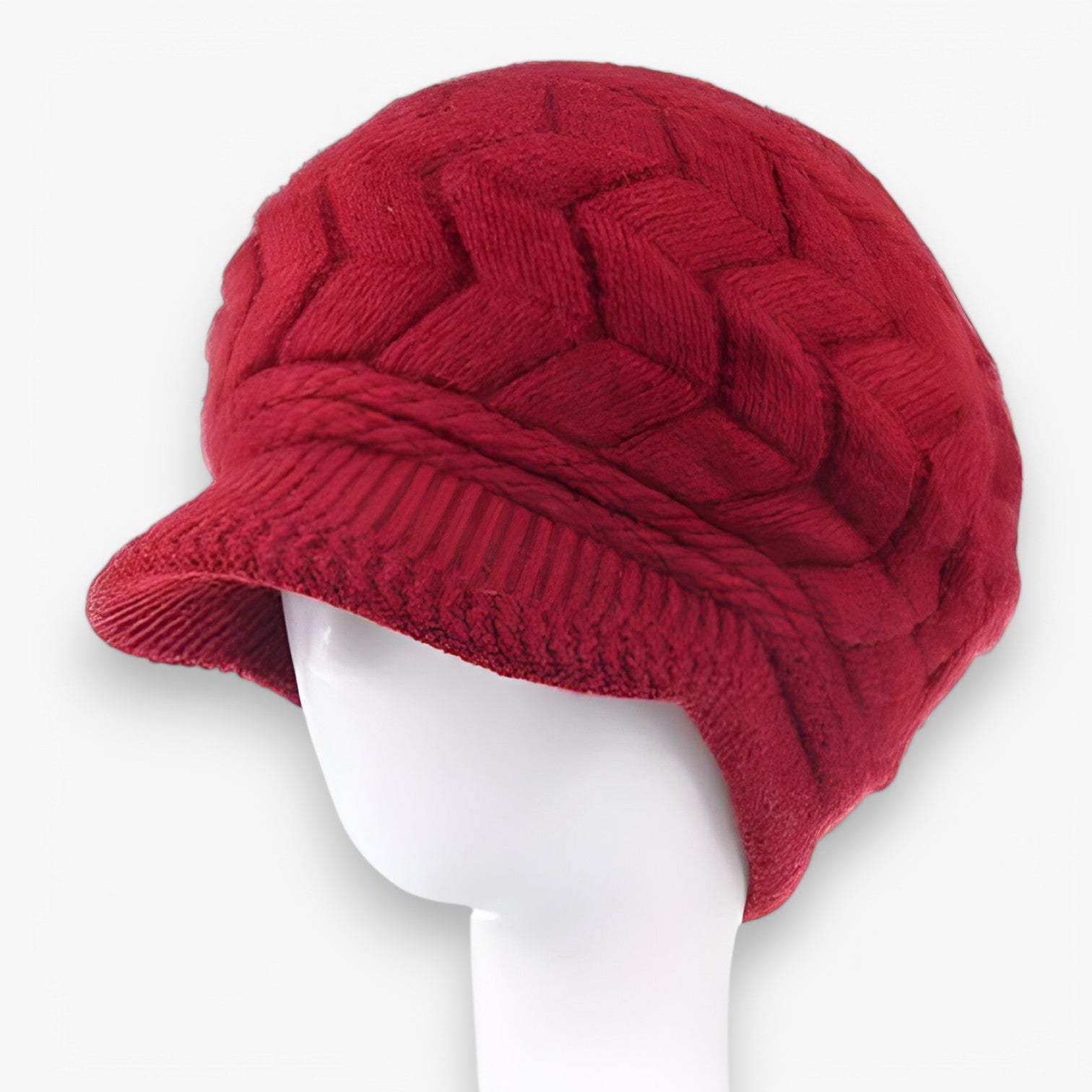 Lisette | Varme Pluche Vinter Beanie – Faux Fur Strikket Hat - Vino- rød 55cm-58cm - winter - {{ product_tags }