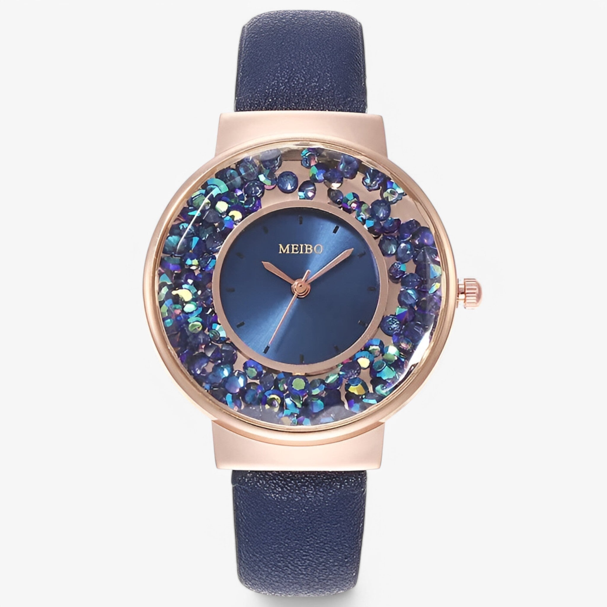 Edith | Dameur med læderrem i armbåndsstil og quartz urværk - Blå - watches - {{ product_tags }