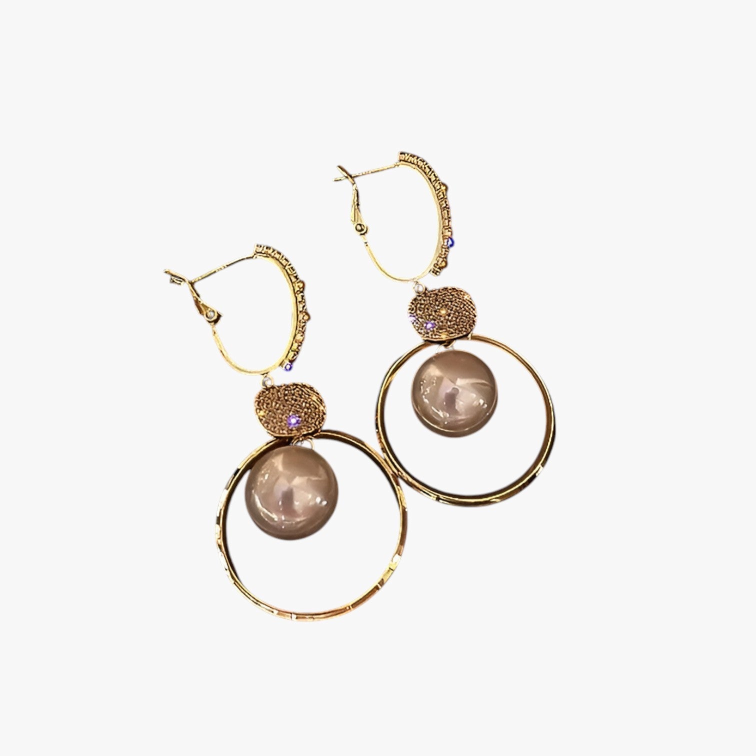 Evelyn | Strålende elegant - Oversized pareloorbellen med gyldne accenter - - women's fashion - {{ product_tags }