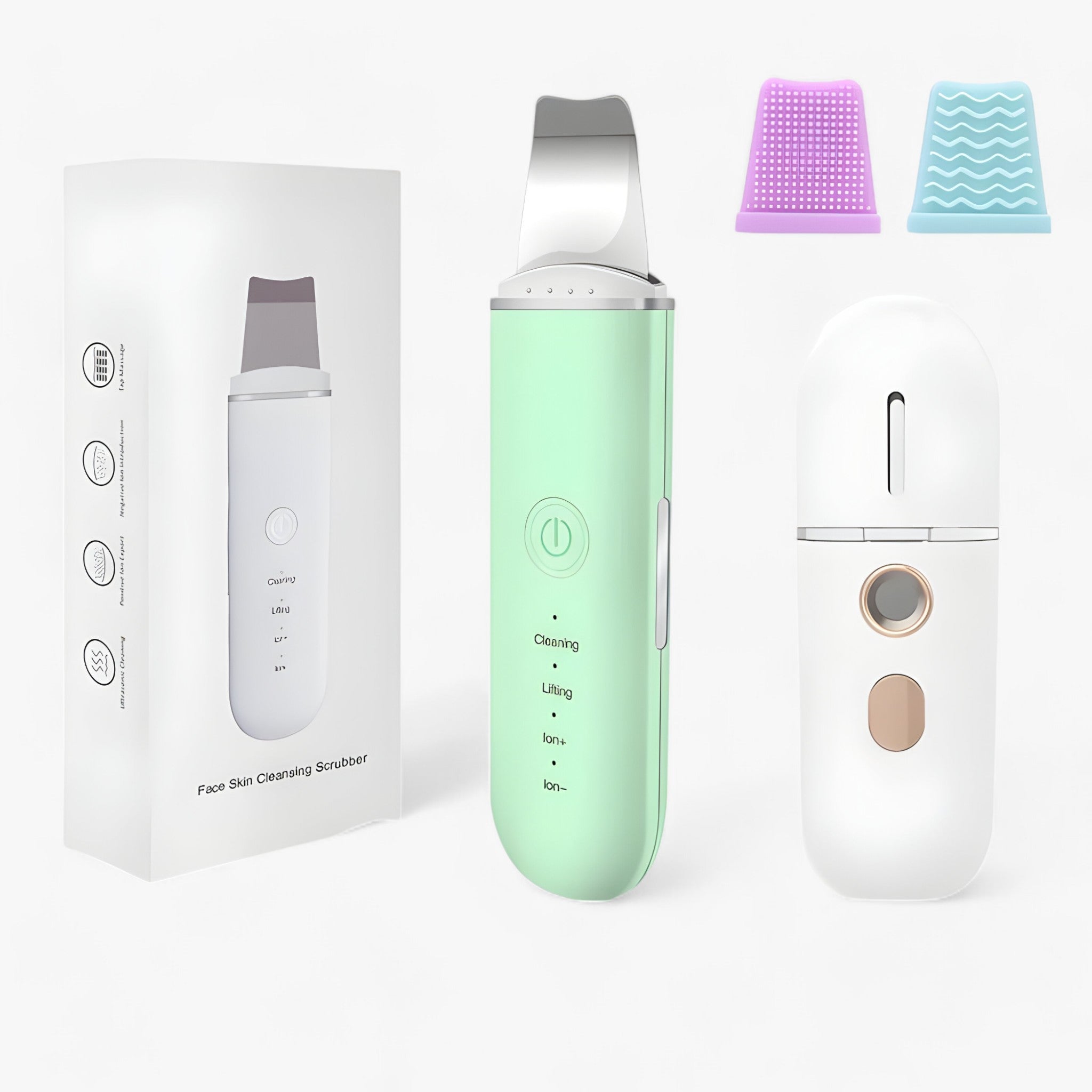 SkinScrub Pro | Ultralydsansigtsspatel - værktøj til opstramning af ansigtet og fjernelse af hudorme - Grønt sæt 1 - other - {{ product_tags }