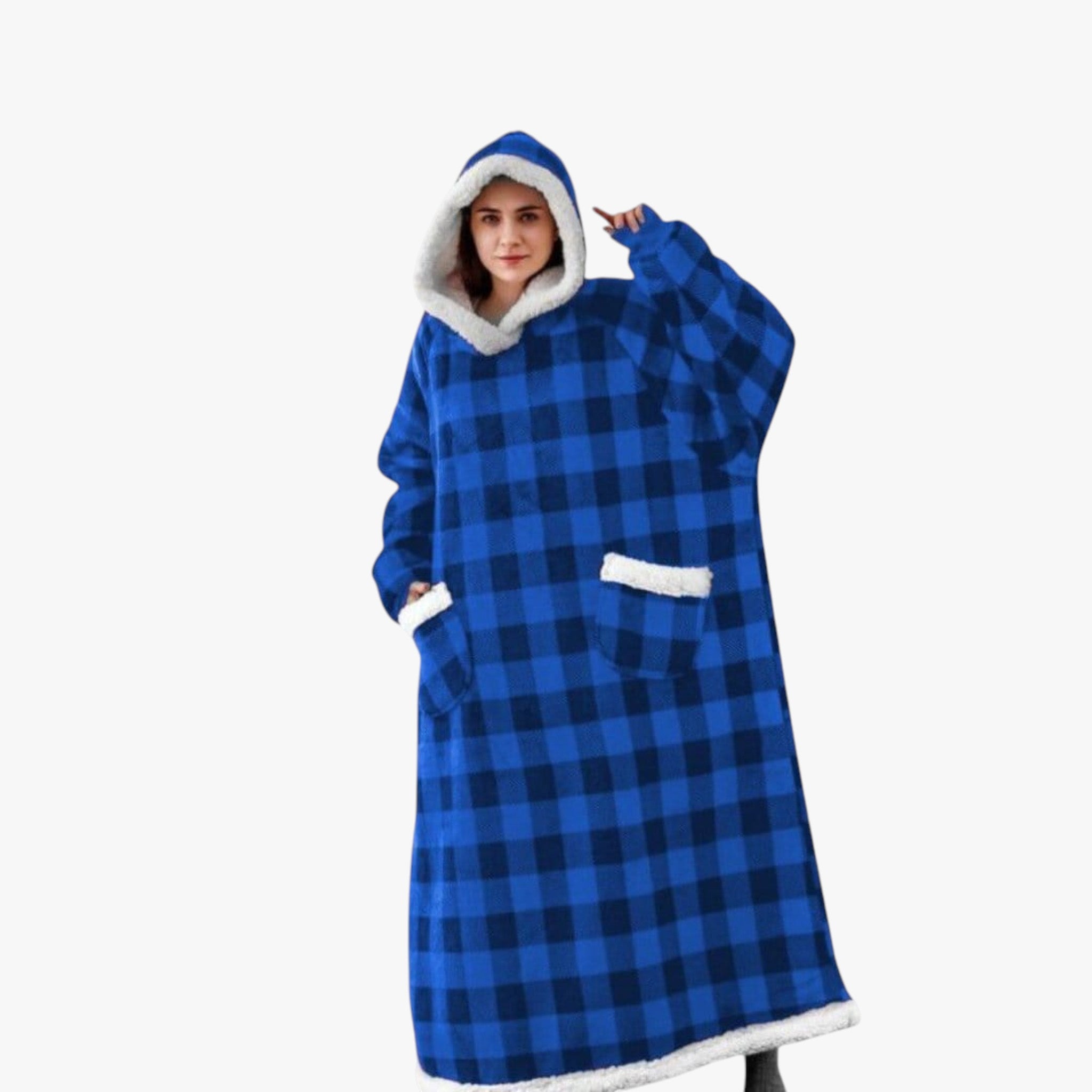 Hættetrøje Tæppe til Varm Afslapning - Blå med sort - Hættetrøjer & Sweatshirts - {{ product_tags }