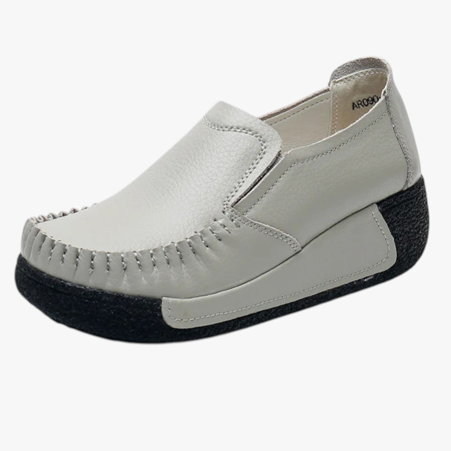 Adrianna | Ægtelædersko i mokkasinsnittelse - Bløde og komfortable med plateau til mødre - grå - Adrianna | Ægtelædersko i mokkasinsnittelse - Bløde og komfortable med plateau til mødre - €25 - {{ product_tags }