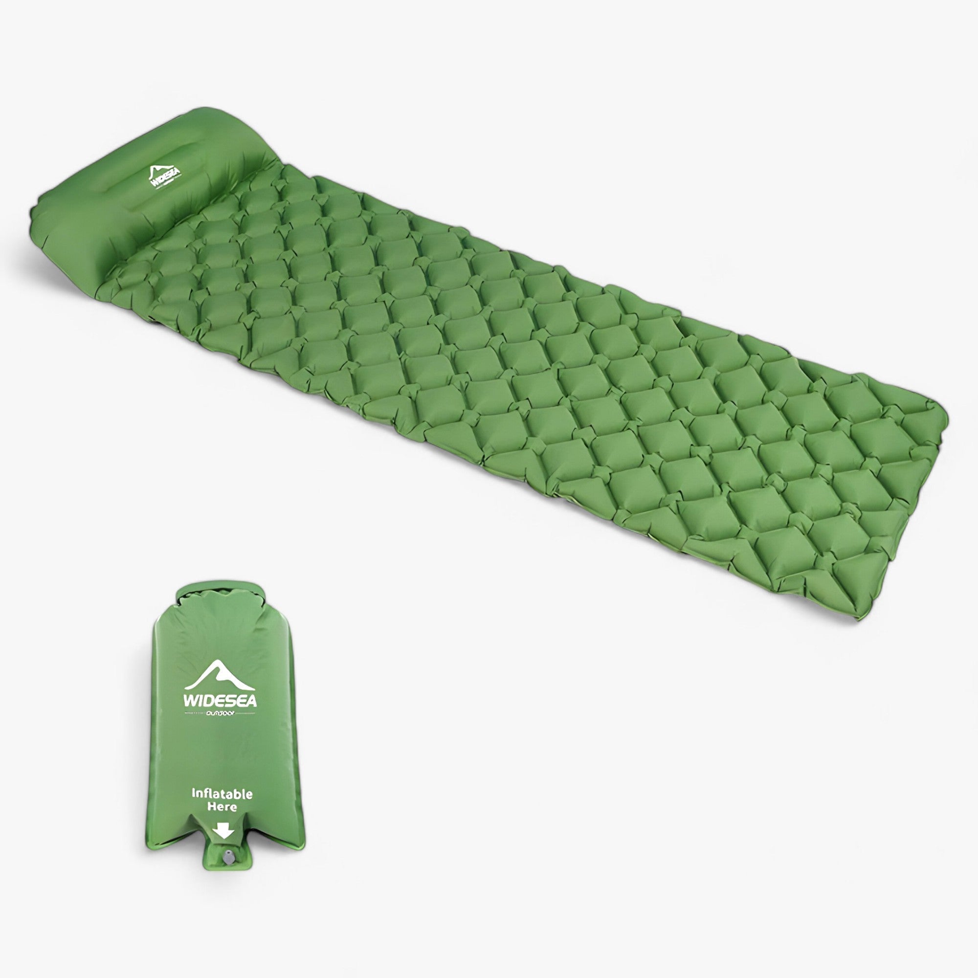 Campingmadras | Oppustelig sovemadras - Ultralet polstring for komfort udendørs - Grøn med Airbag - house & garden - {{ product_tags }