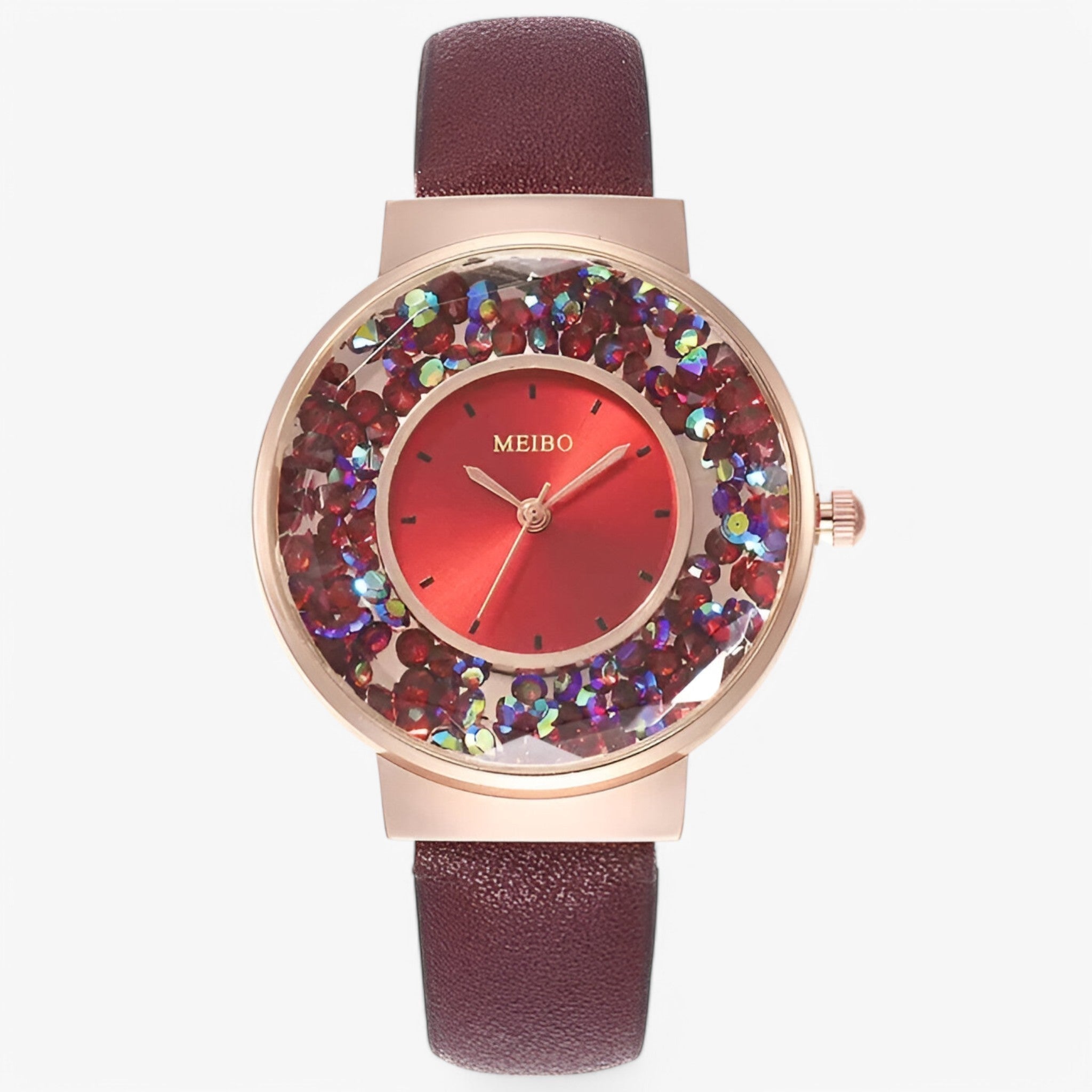 Edith | Dameur med læderrem i armbåndsstil og quartz urværk - Rød - watches - {{ product_tags }