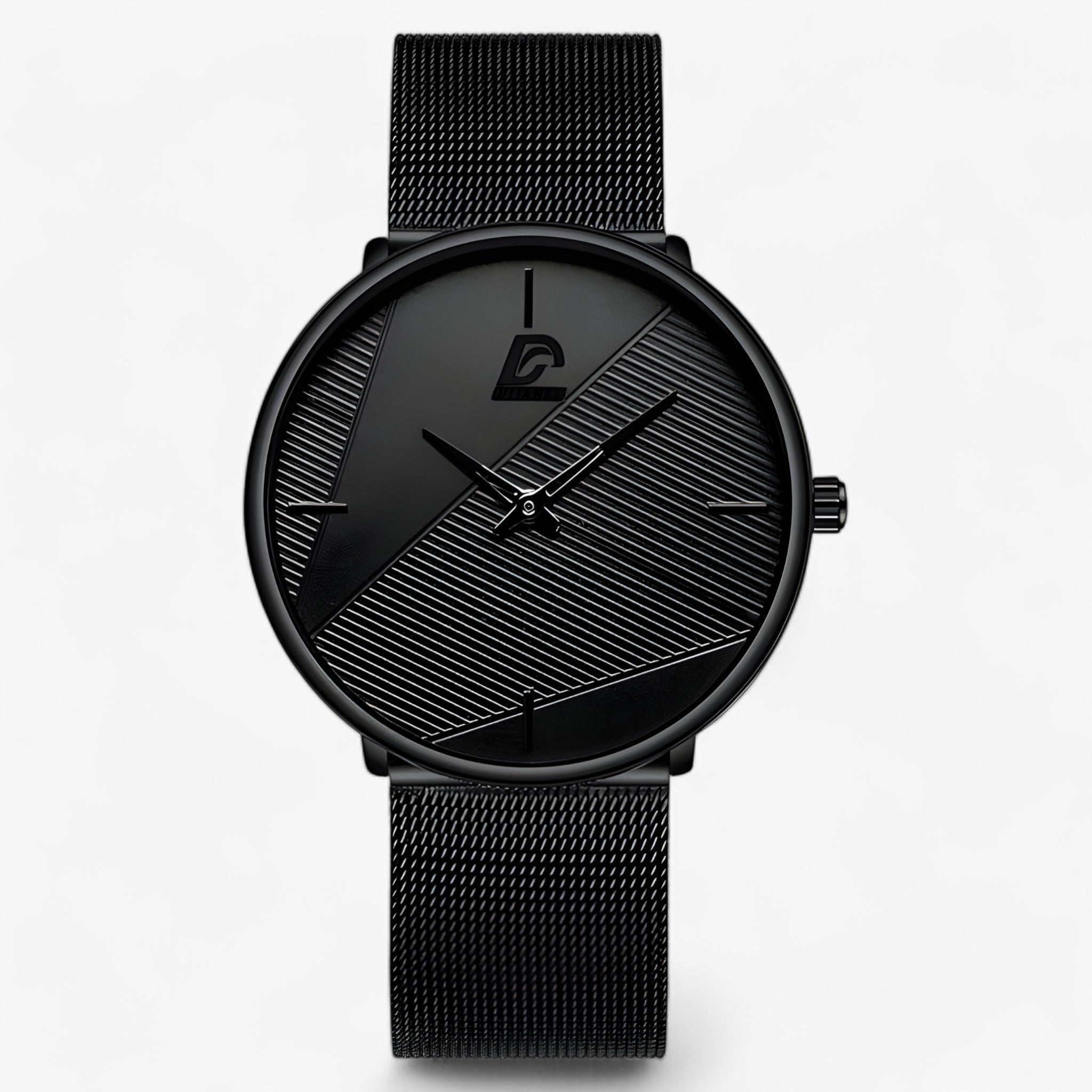 Baptiste | Ultra-tynd Kvarts - Minimalistisk & Stilfuld - Mesh Sort Sort - watches - {{ product_tags }