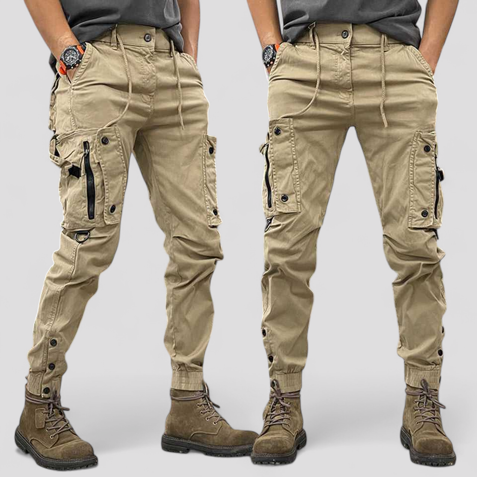 Jeno | Herre Cargo Bukser med Praktiske Lommer - Beige - Herre cargo bukser - {{ product_tags }