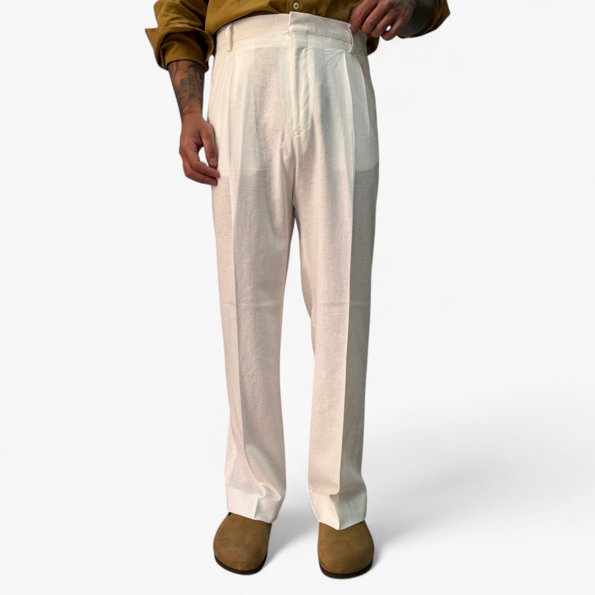 Chris | Herre Linned Bukser - Hvid - Casual bukser - {{ product_tags }