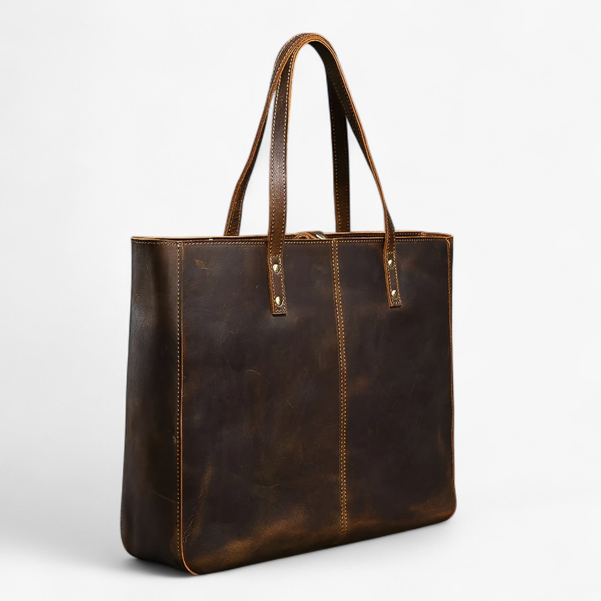 Vintage Læder Tote Taske – Stor Kapacitet - - bags - {{ product_tags }