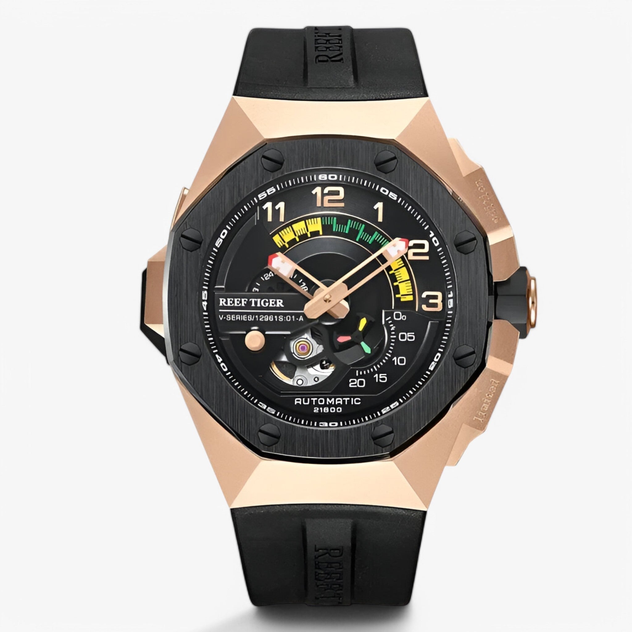 Cyrillo | Luksus automatisk sportsur - lyserød sort sort - watches - {{ product_tags }