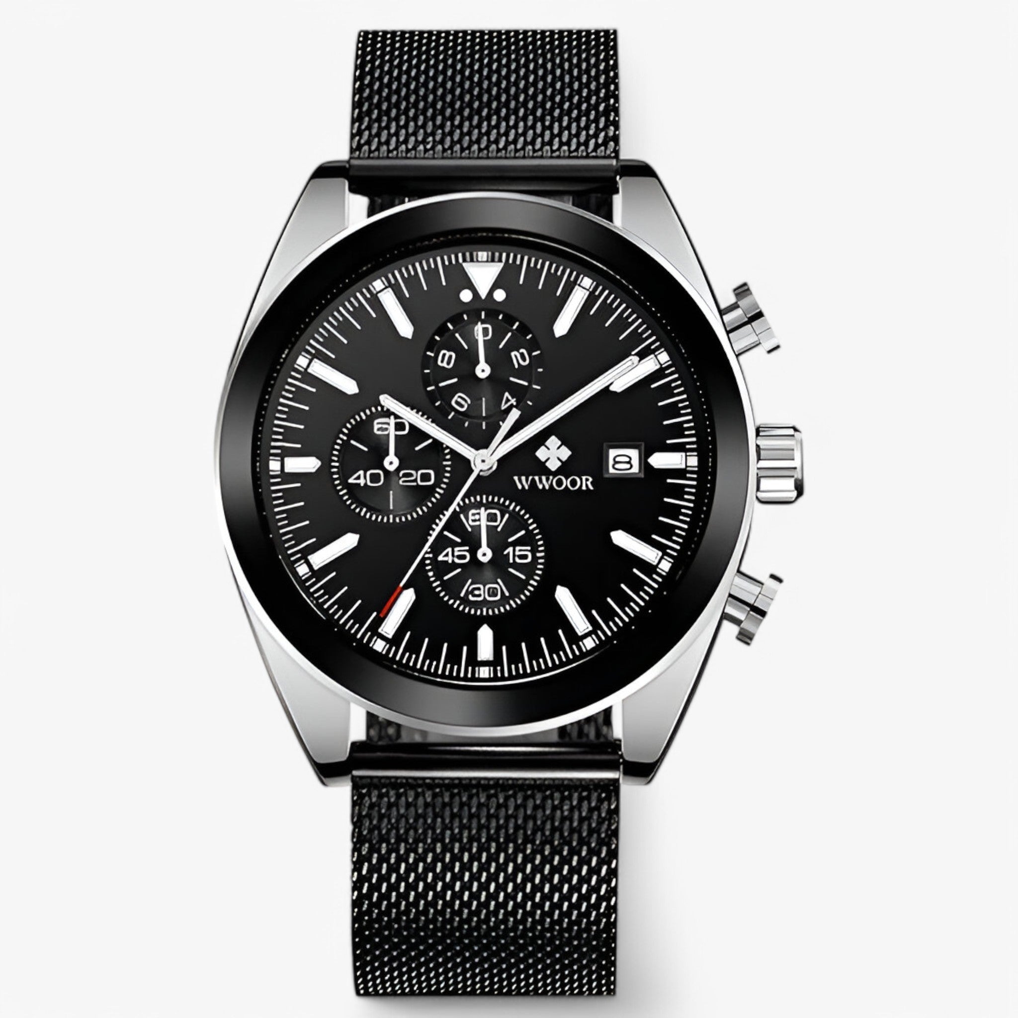 Felix | Luksus kronografur lavet af rustfrit stål - sort sølv - watches - {{ product_tags }