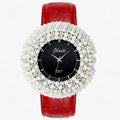 Joanna | Orologio in pelle con quadrante nero e strass