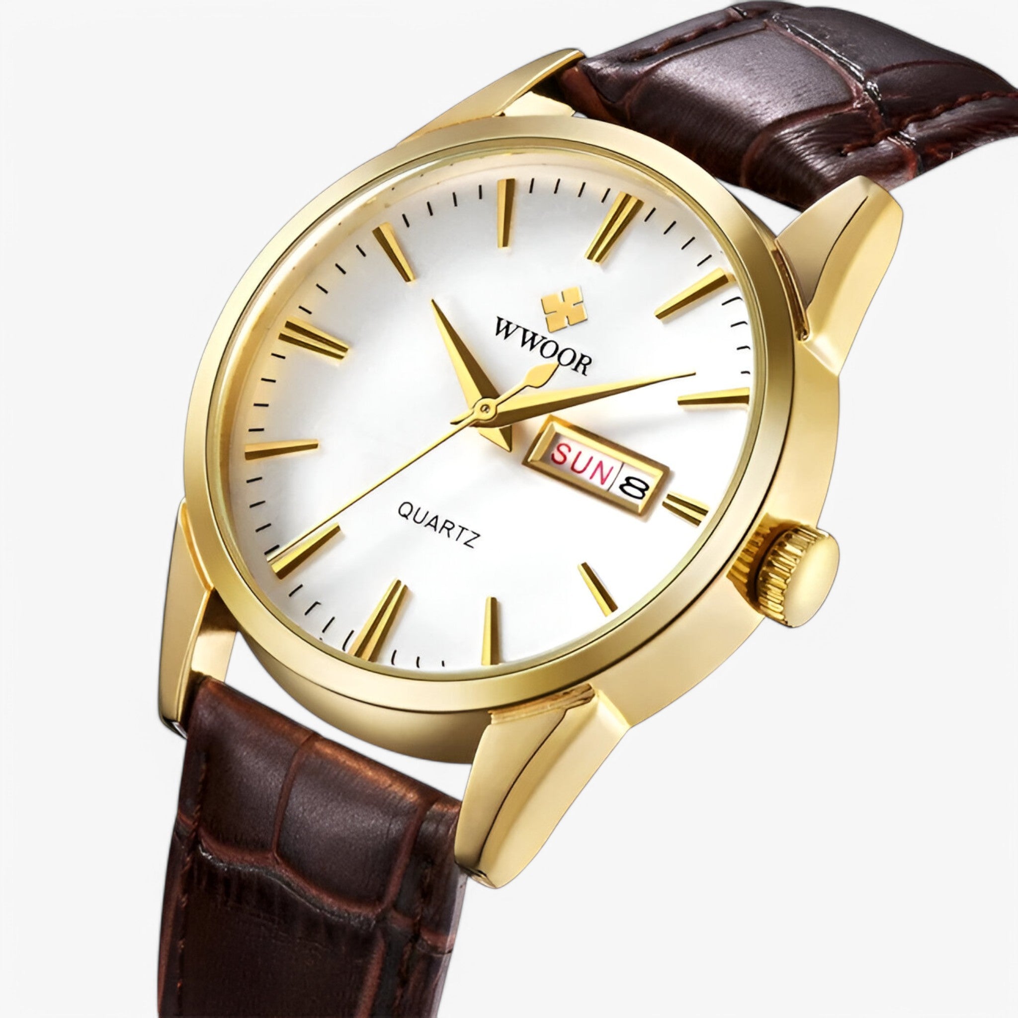 Renzo | Klassisk luksus læderur - gyldenbrun - watches - {{ product_tags }