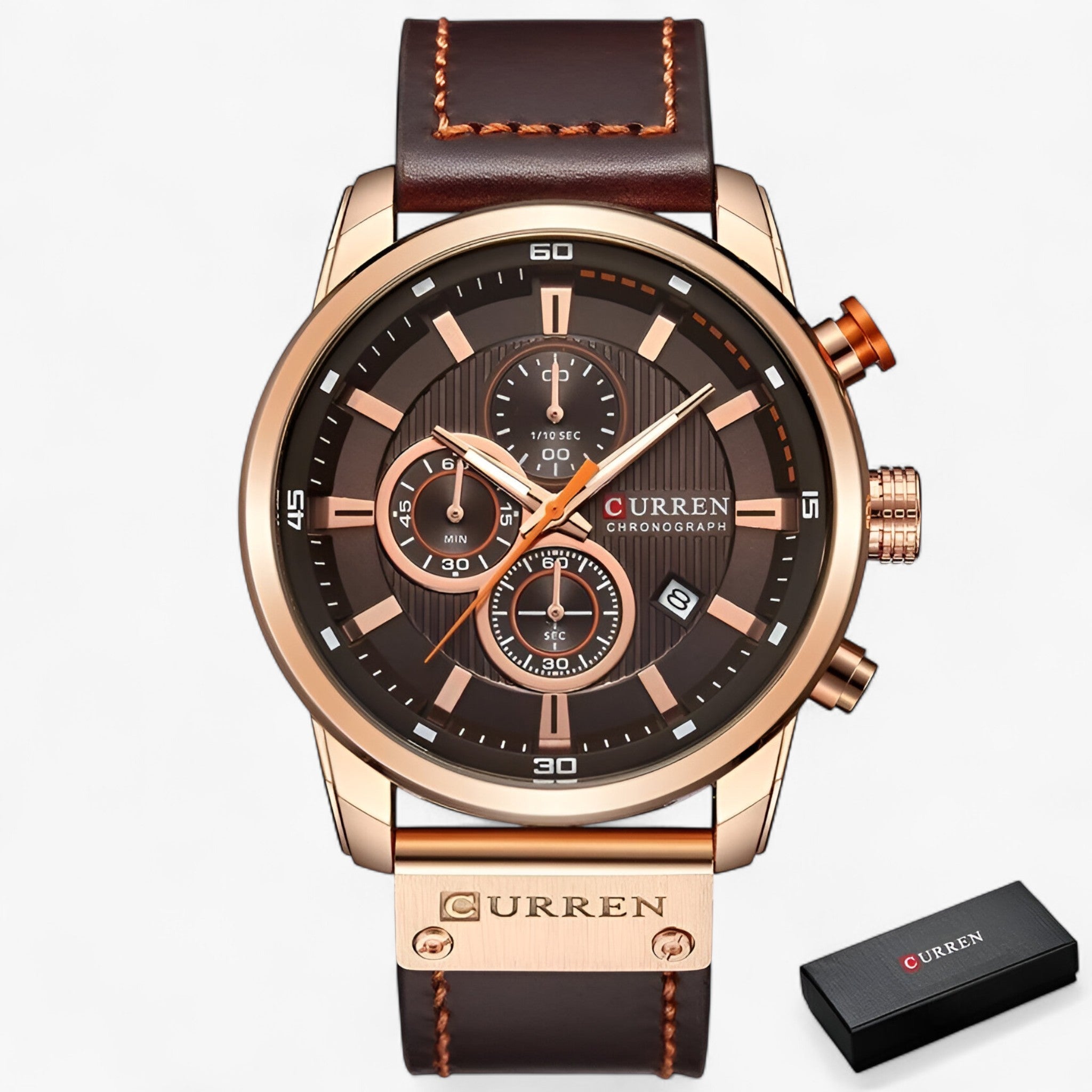 CURREN kronograf armbåndsur til mænd - Rosa kaffe - watches - {{ product_tags }