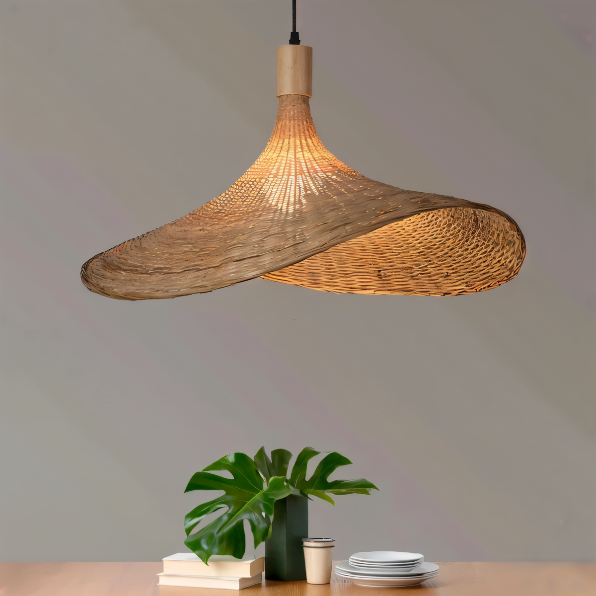 Handvaevet Rattan Kuppel Pendellampe - - Pendant Light - {{ product_tags }