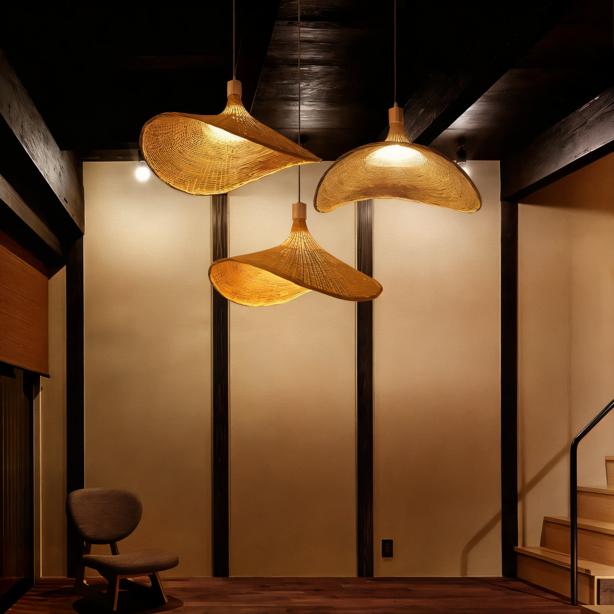 Handvaevet Rattan Kuppel Pendellampe - - Pendant Light - {{ product_tags }
