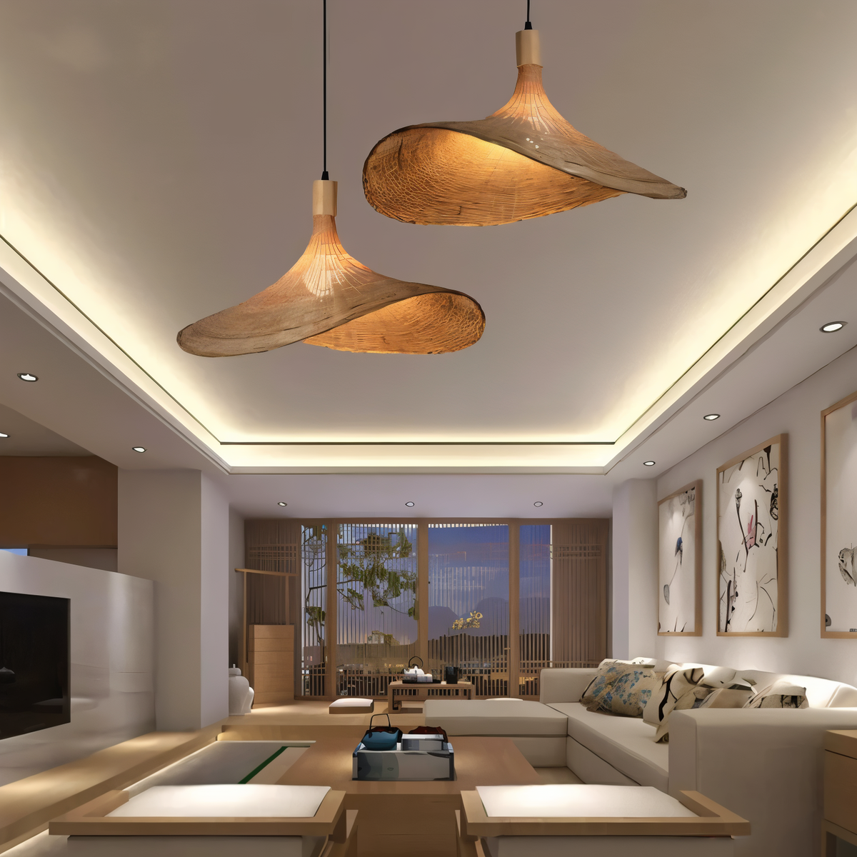 Handvaevet Rattan Kuppel Pendellampe - - Pendant Light - {{ product_tags }