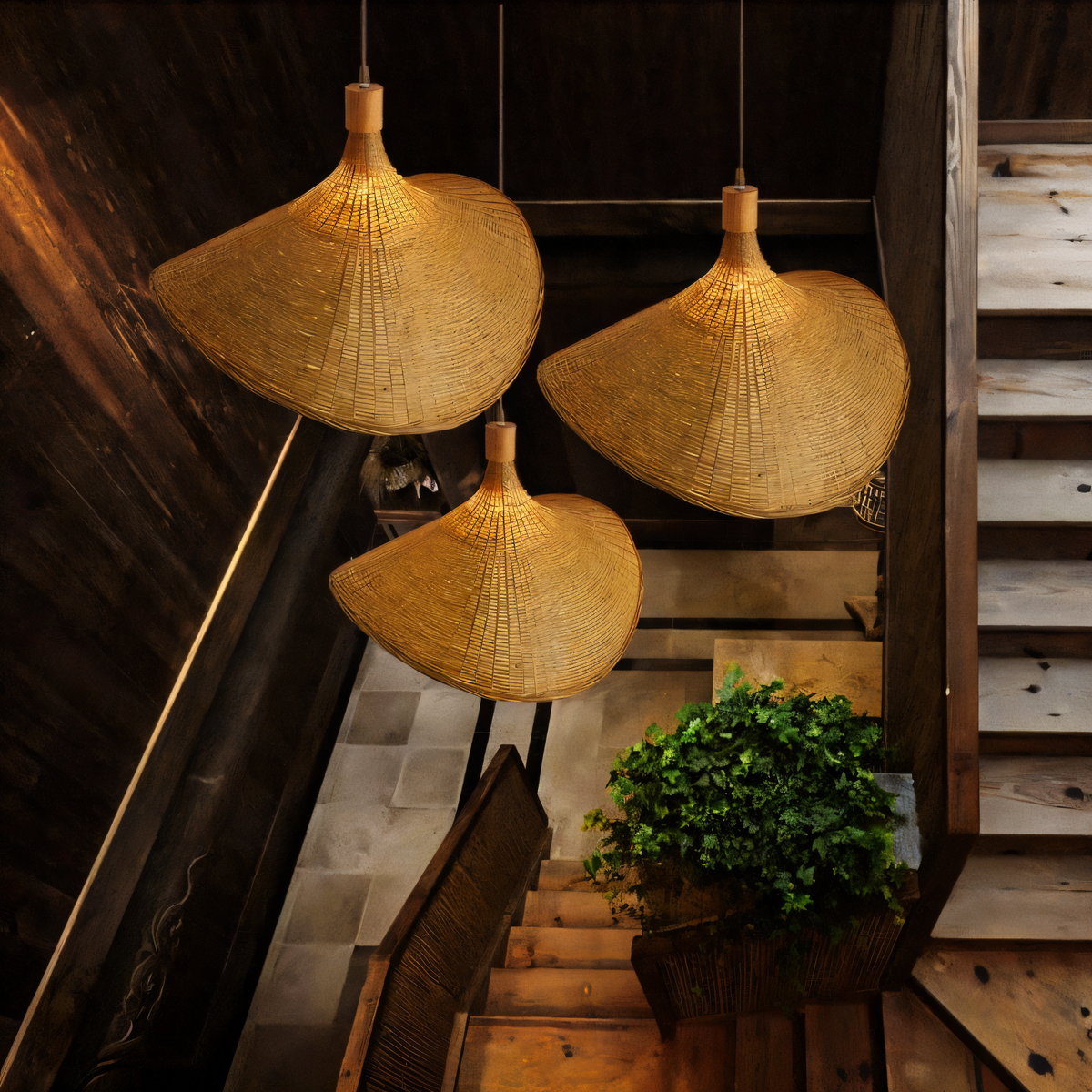 Handvaevet Rattan Kuppel Pendellampe - - Pendant Light - {{ product_tags }