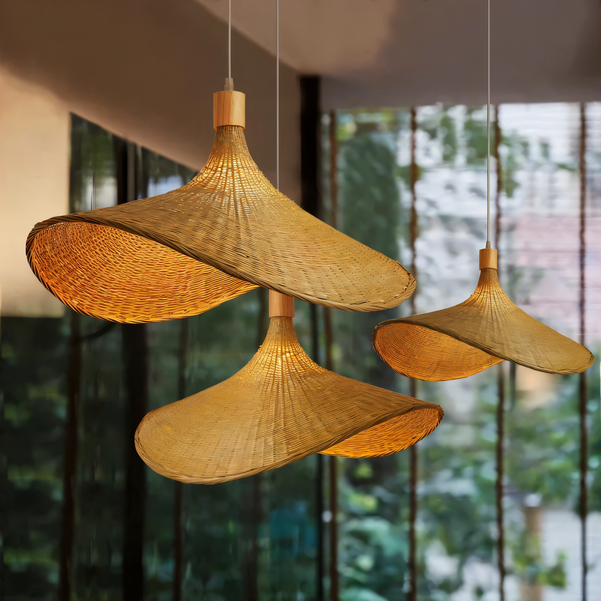 Handvaevet Rattan Kuppel Pendellampe - - Pendant Light - {{ product_tags }